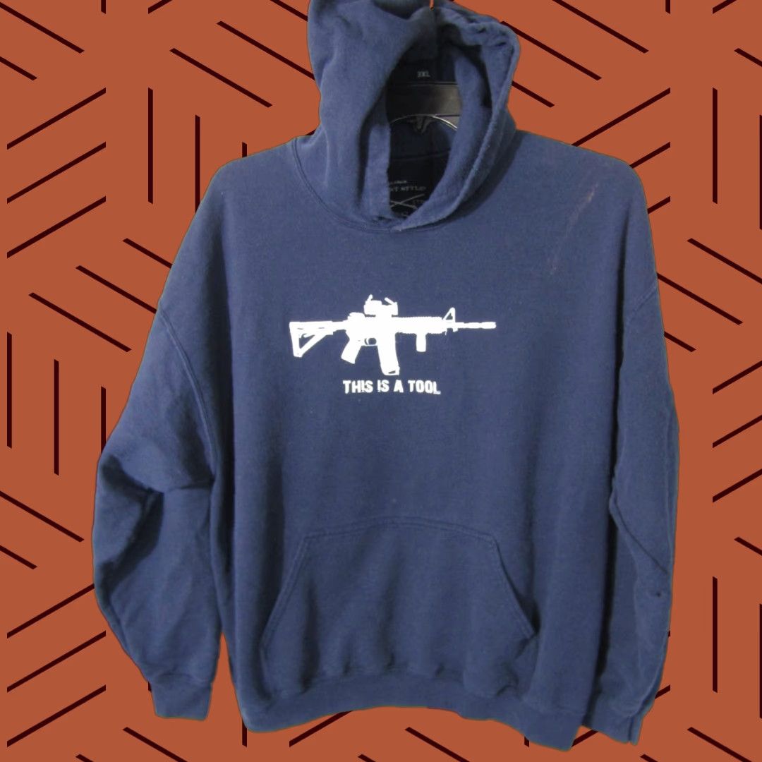 Vintage Grunt Style This We Ll Defend Tool Weapon Blue Hoodie Sweatshirt Men Xl Regular Hooded Pullo T-Shirts