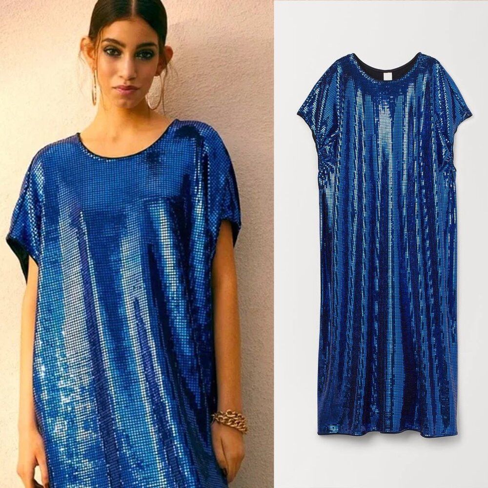 H M Nwt New H M Limited Edition Blue Sequin Kaftan Oversized Dr T-Shirts, Hoodie, Sweatshirt | FlexRushtees.com
