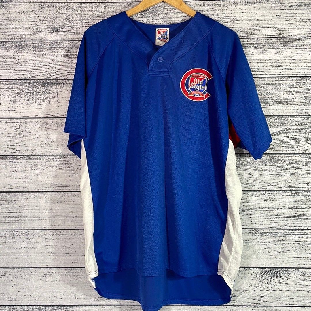 Vintage Chicago Cubs Mlb Blue Old Style Beer Jersey Shirt
