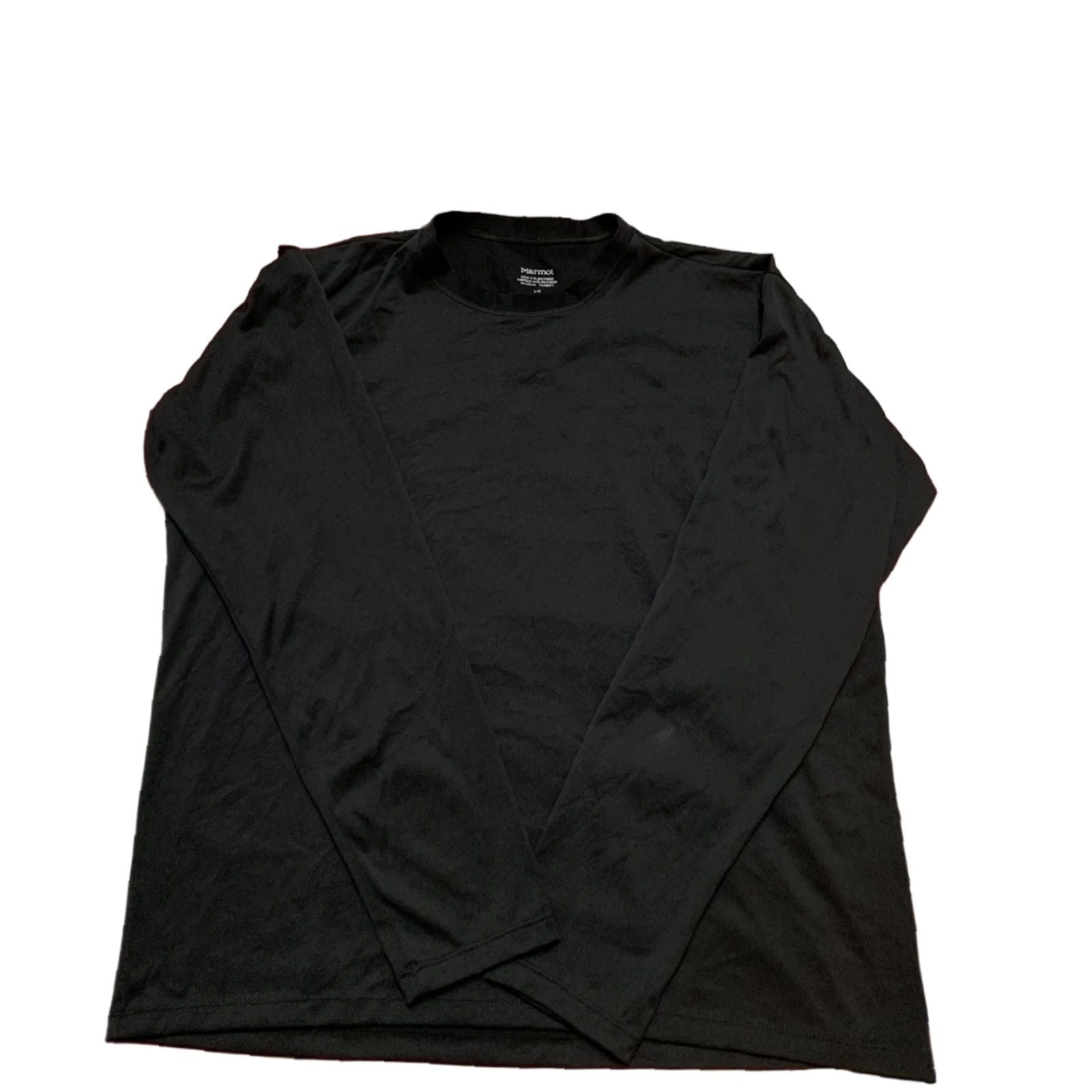 Marmot T Shirt Mens Large Black Long Sleeve Crew Performance Breathing Lightweight Moisture W