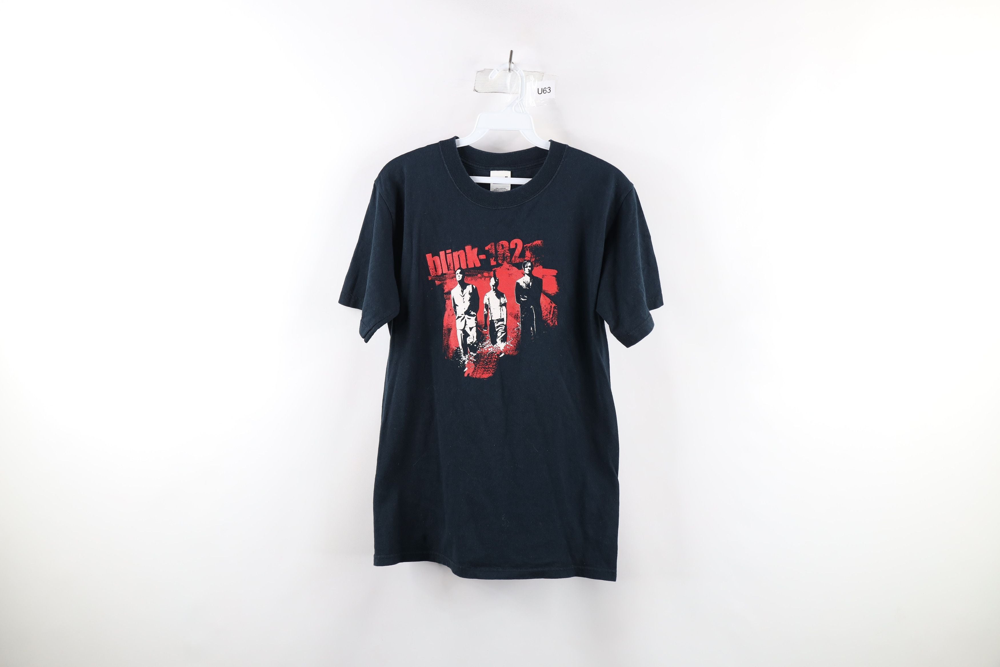 Vintage Spell Out Short Sleeve Blink 182 Band T Shirt Black Hoodie, Sweatshirt | FlexRushtees.com