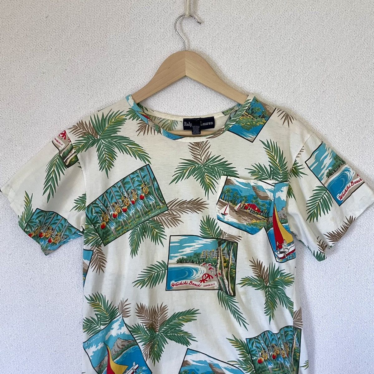 Ralph Lauren Vintage 80s 90s Aop Hawaiian Tropical Postcard Shirt Summer