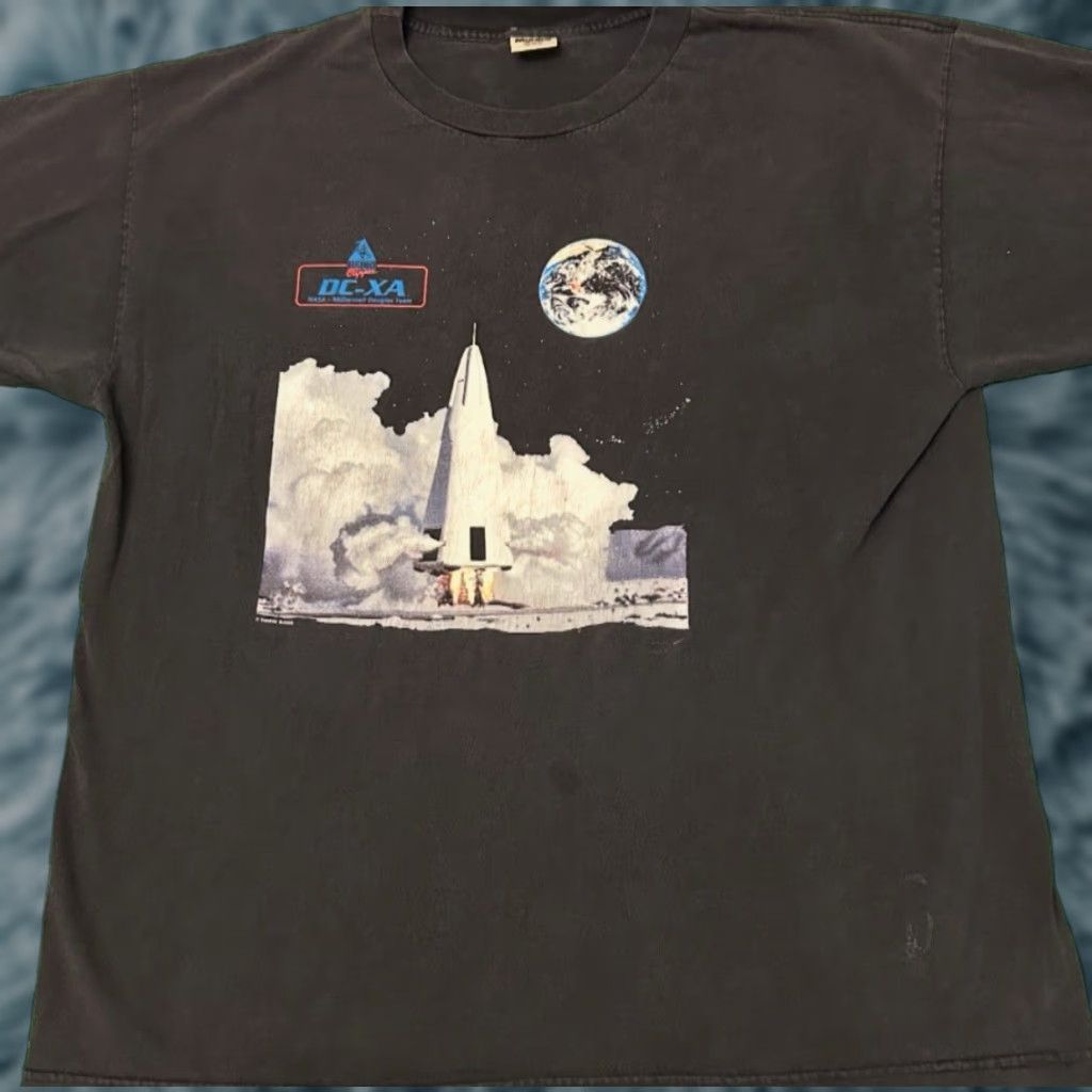 Vintage Nasa Space Delta Clipper Mcdonnell Douglas Shuttle Vtg Shirt Xxl Black Mens Short Sleev