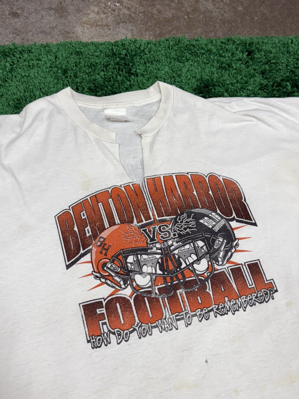 Vintage 90s Oversized Football Distressed Cut Tee 2xl Xxl Hoodie, Sweatshirt | FlexRushtees.com