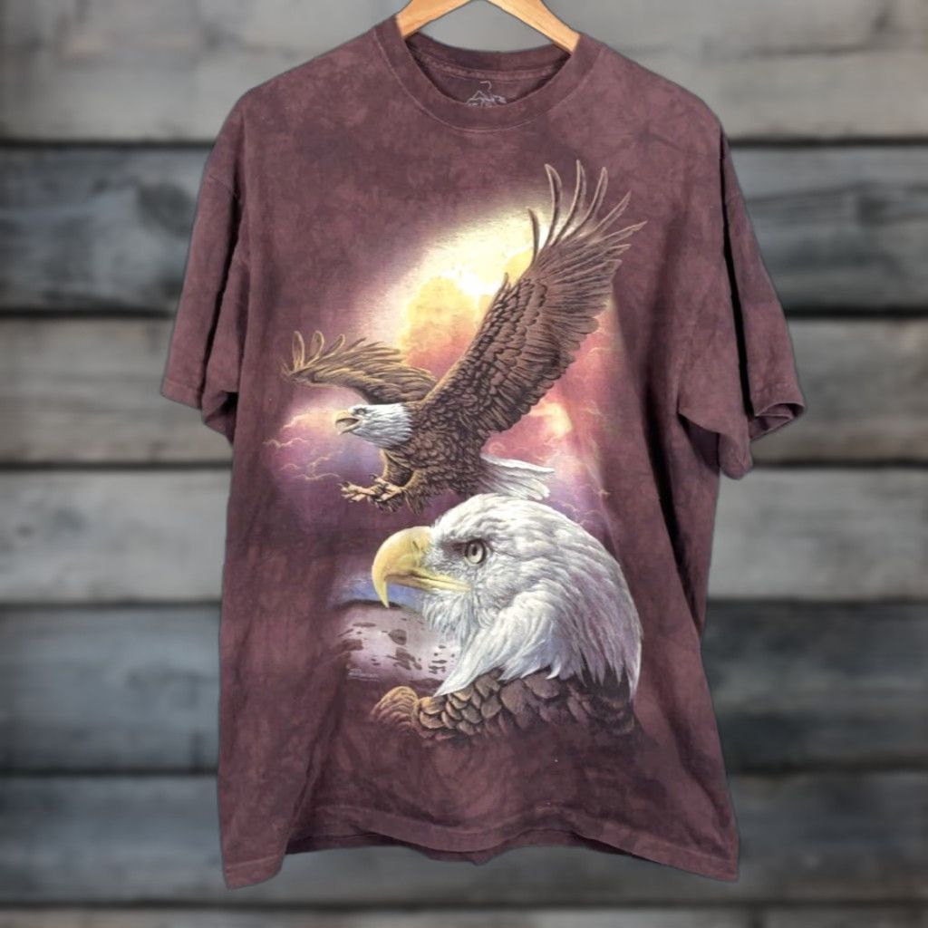 Mountain The Mountain T Shirt Adult Xl Brown Bald Eagle Tie Dye Nature Collage Graphic Print Men
