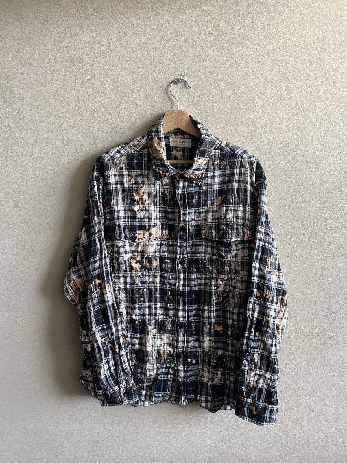 Laurent Paris Saint Laurent Paris Ss16 Hedi Slimane Bleach Flannel