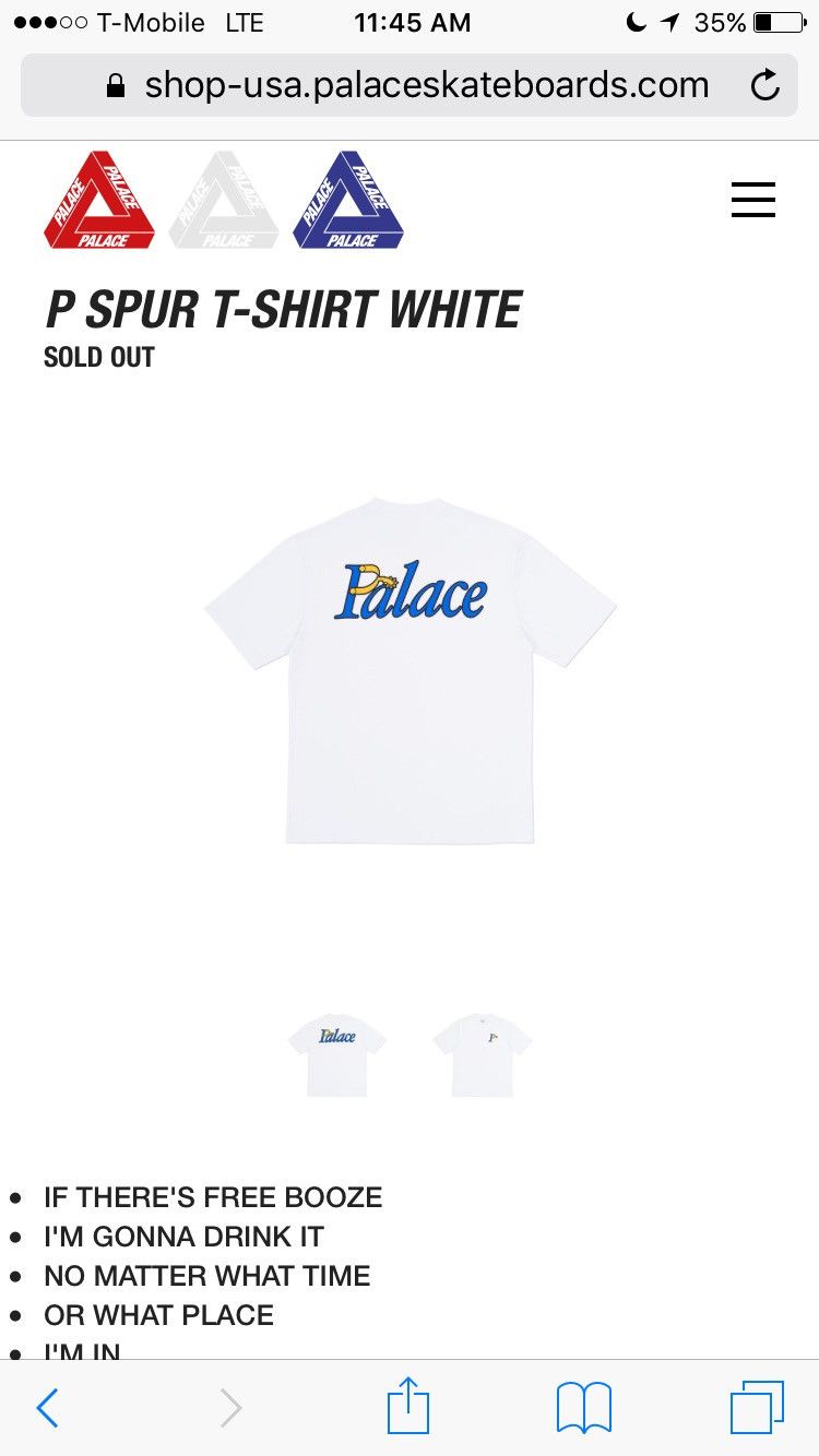Palace P Spur T Shirt White