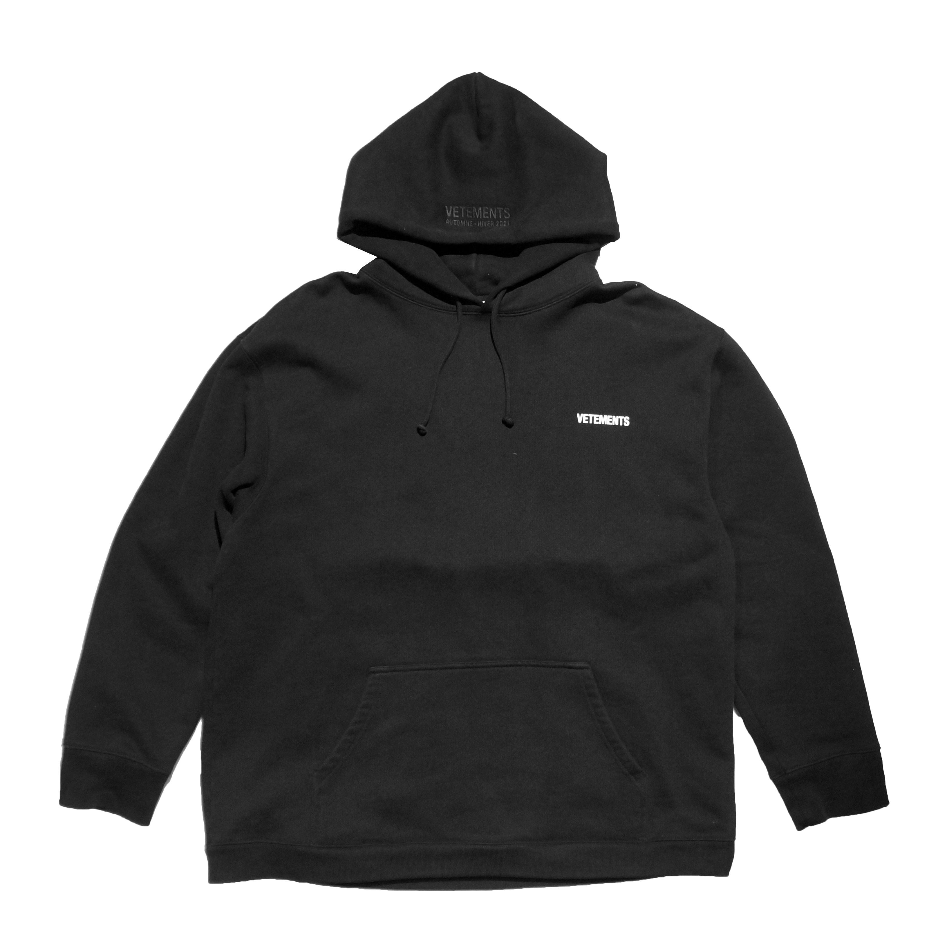 Vetements Fw21 Black Reverse Logo Hoodie T-Shirts, Sweatshirt | FlexRushtees.com