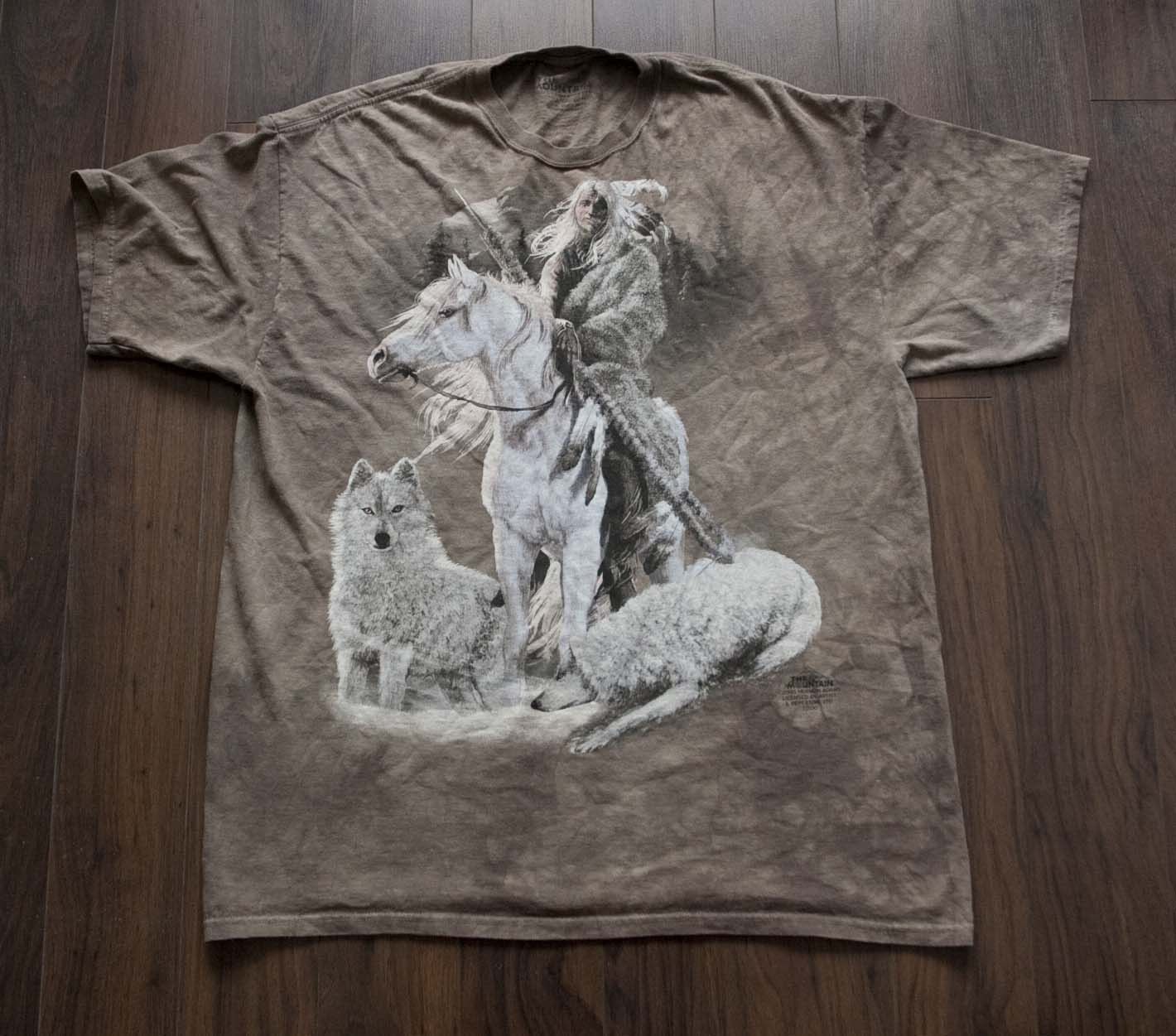 Vintage The Mountain T Shirt Tye Die 2003 Wolves Indian Horse