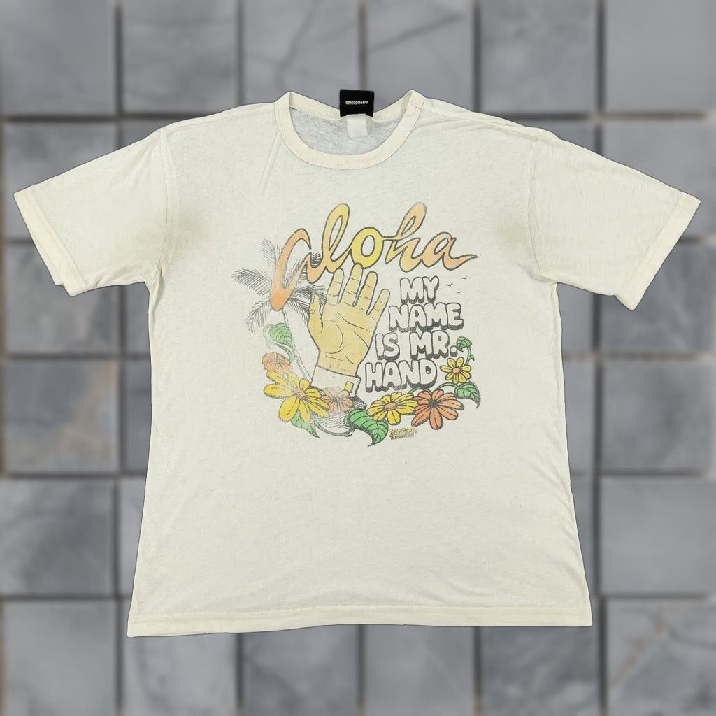 Food Junk Food Aloha Graphic Tee Shirt Women Large Beige Short Sleeve Casual Pullover