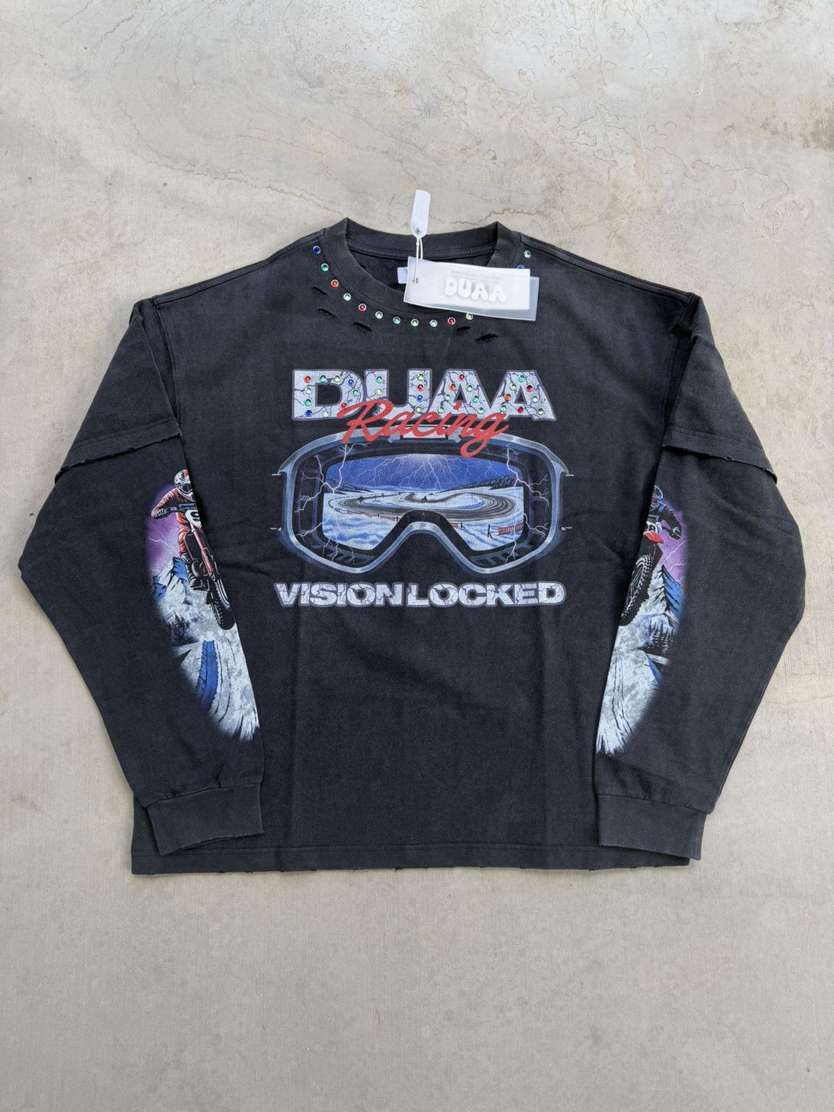 Other Dua Racing Vision Locked Rhinestone Long Sleeve Tee Medium