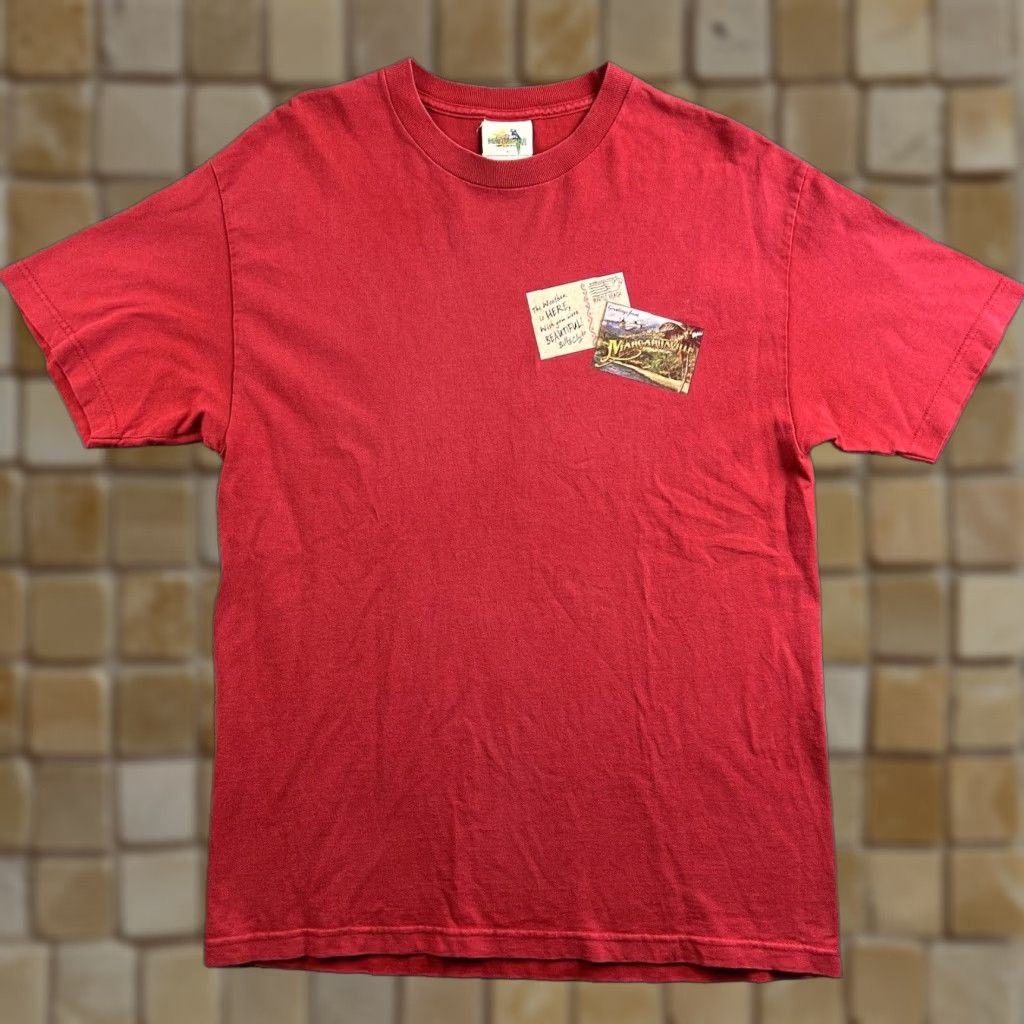 Vintage Margaritaville Men S T Shirt Large Red Parrot Head Jimmy Buffett Beach Tropical 2000