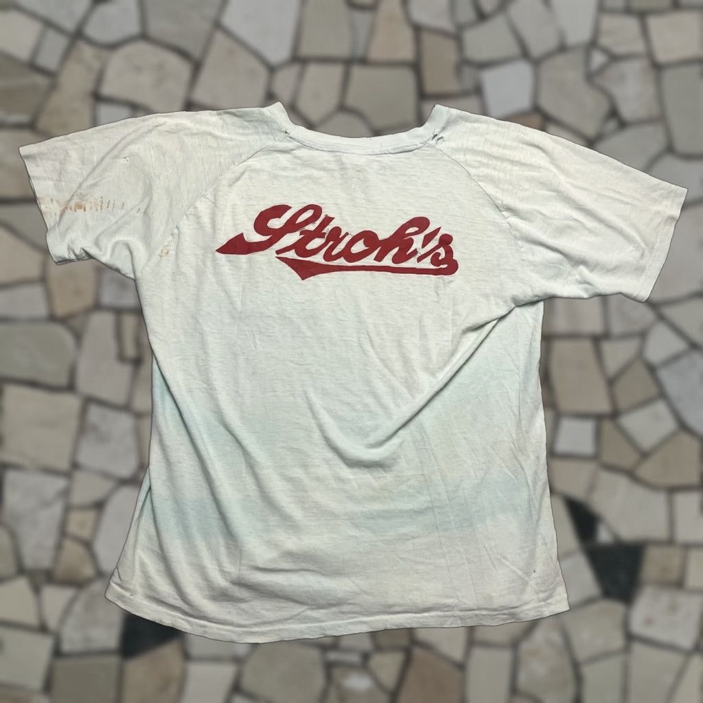 Vintage Hanes T Shirt Selvedge Pocket 60s Stroh S Beer Blue Cotton Short Sleeve Crew Neck L Un