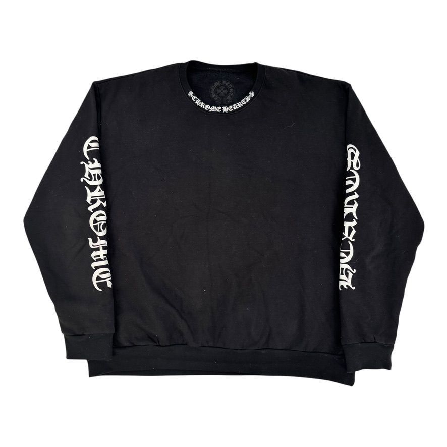 Chrome Hearts Neck Logo Crewneck Black Lightly Worn T-Shirts, Hoodie, Sweatshirt | FlexRushtees.com