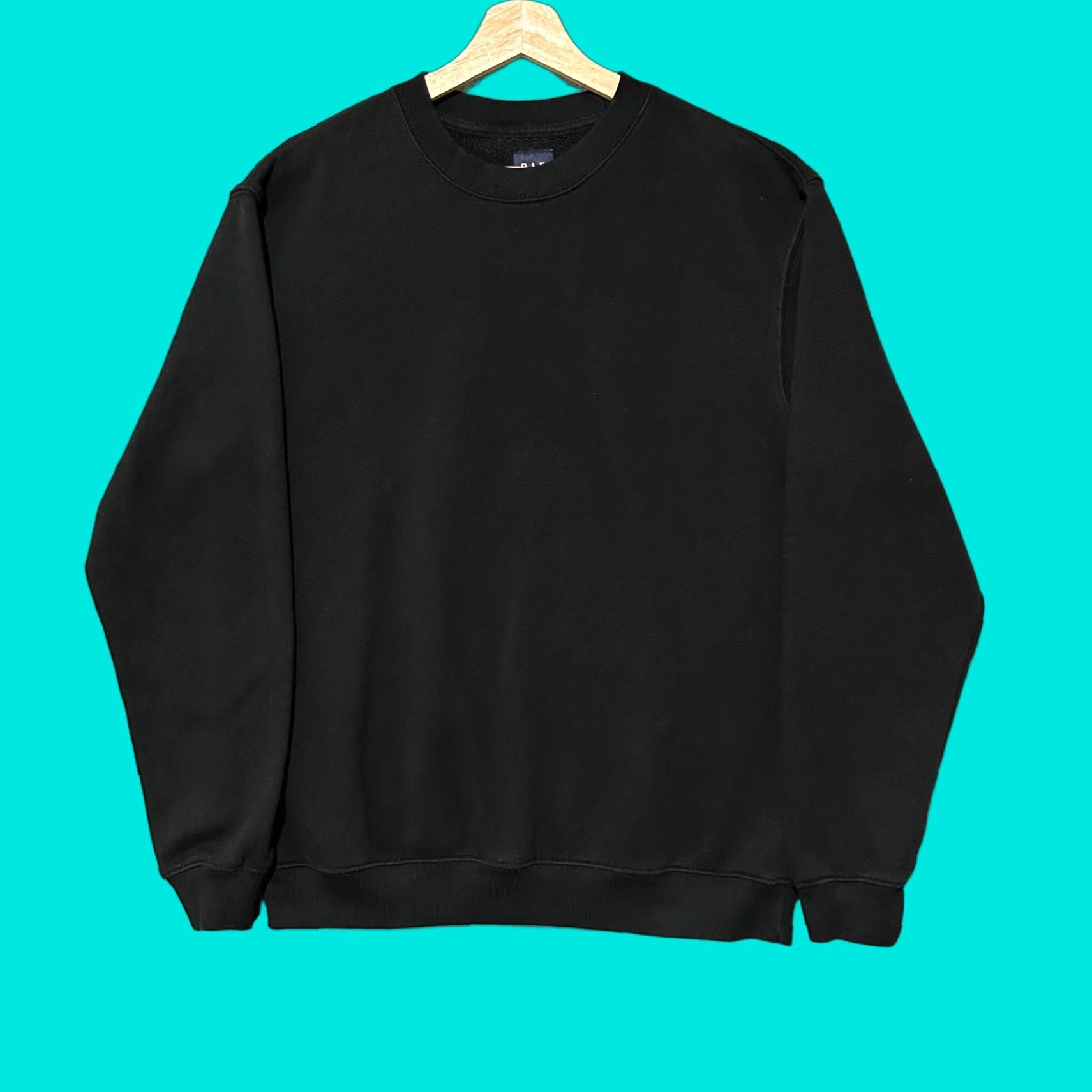 Gap Sweatshirt Crewneck Men Medium Black Fleece Pullover Long Sleeve