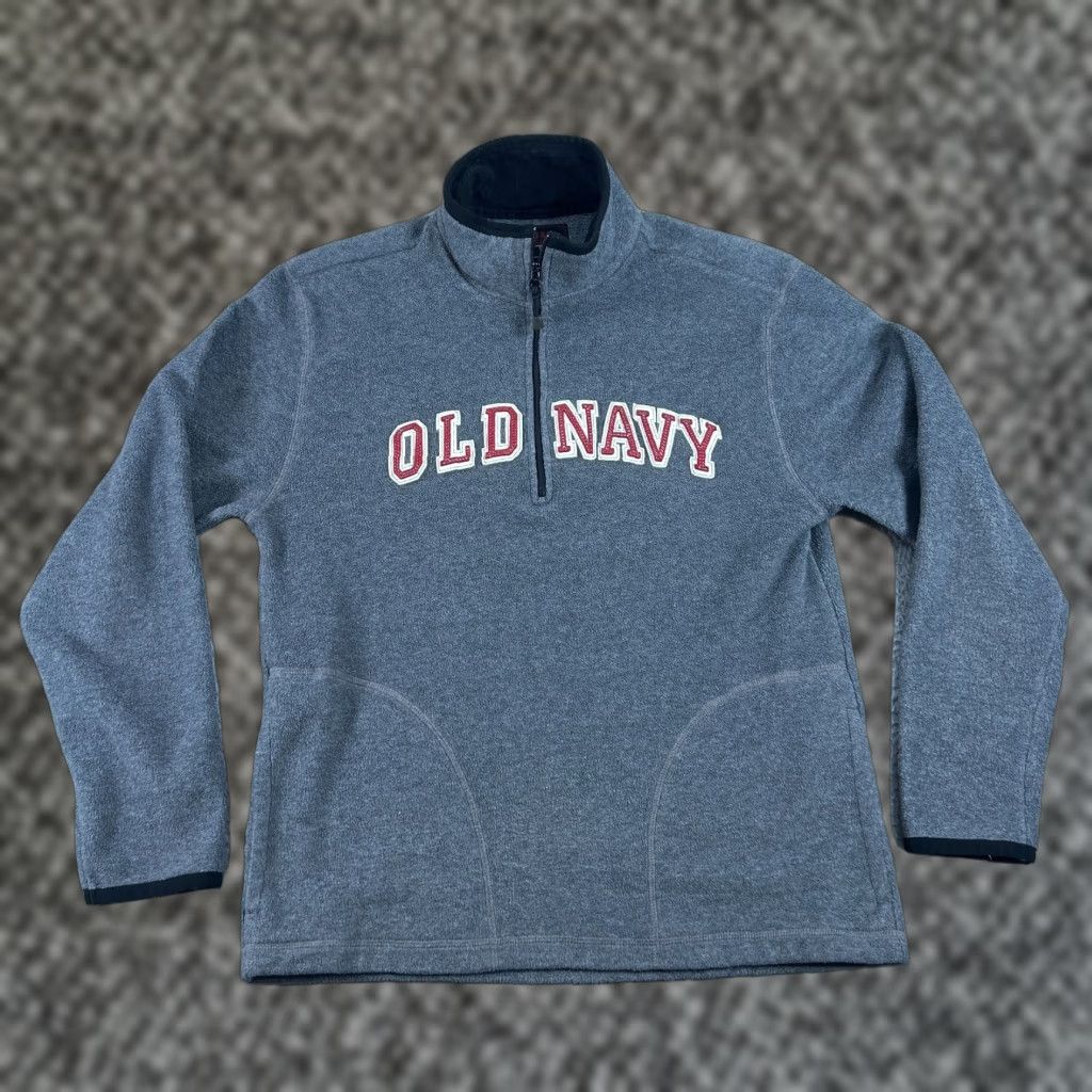 Vintage Vintage Old Navy Men S Fleece Pullover Size M Gray 1 2 Zip Y2k Classic Sweatshirt Wi
