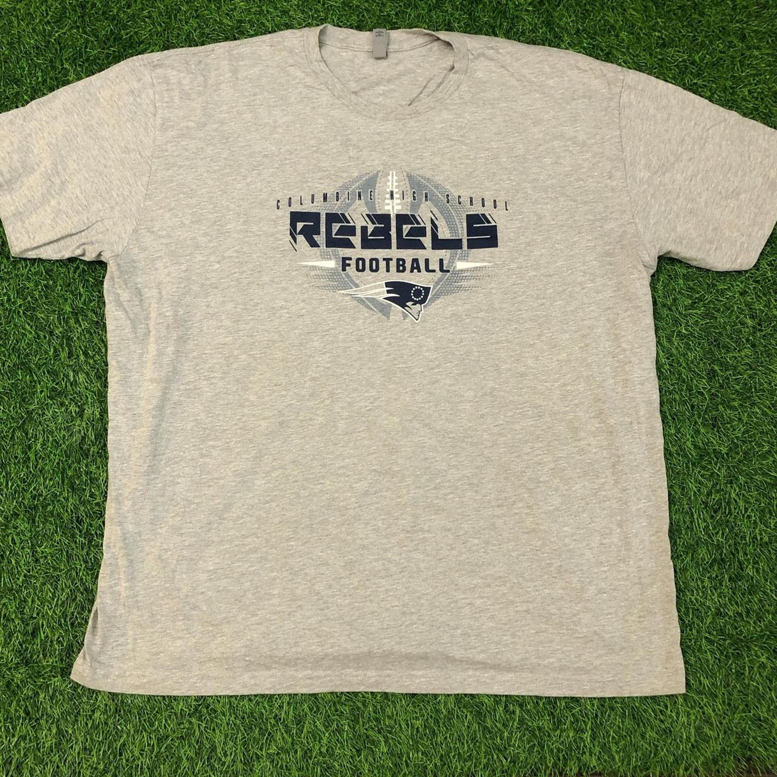 Next Level Men S Grey Columbine High School Rebels Football Graphic Tee Hoodie, Sweatshirt | FlexRushtees.com
