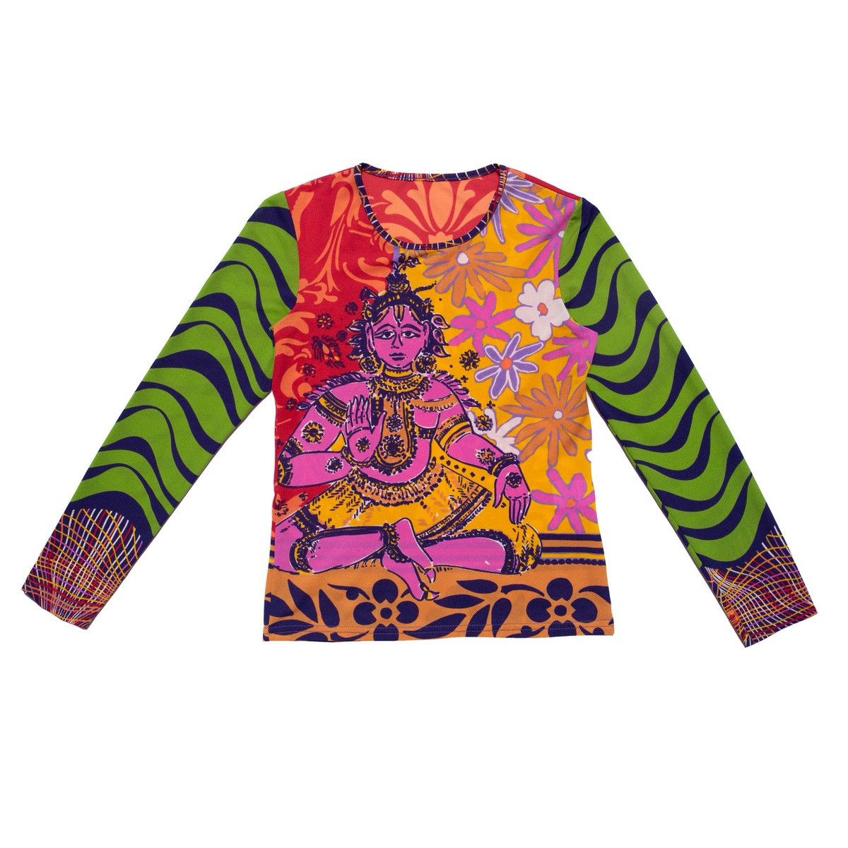 Vintage Y2k Psychedelic Rave Krishna Long Sleeve Top