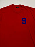Vintage 1990s Number Nine Red Screen Stars Sports Graphic Tee