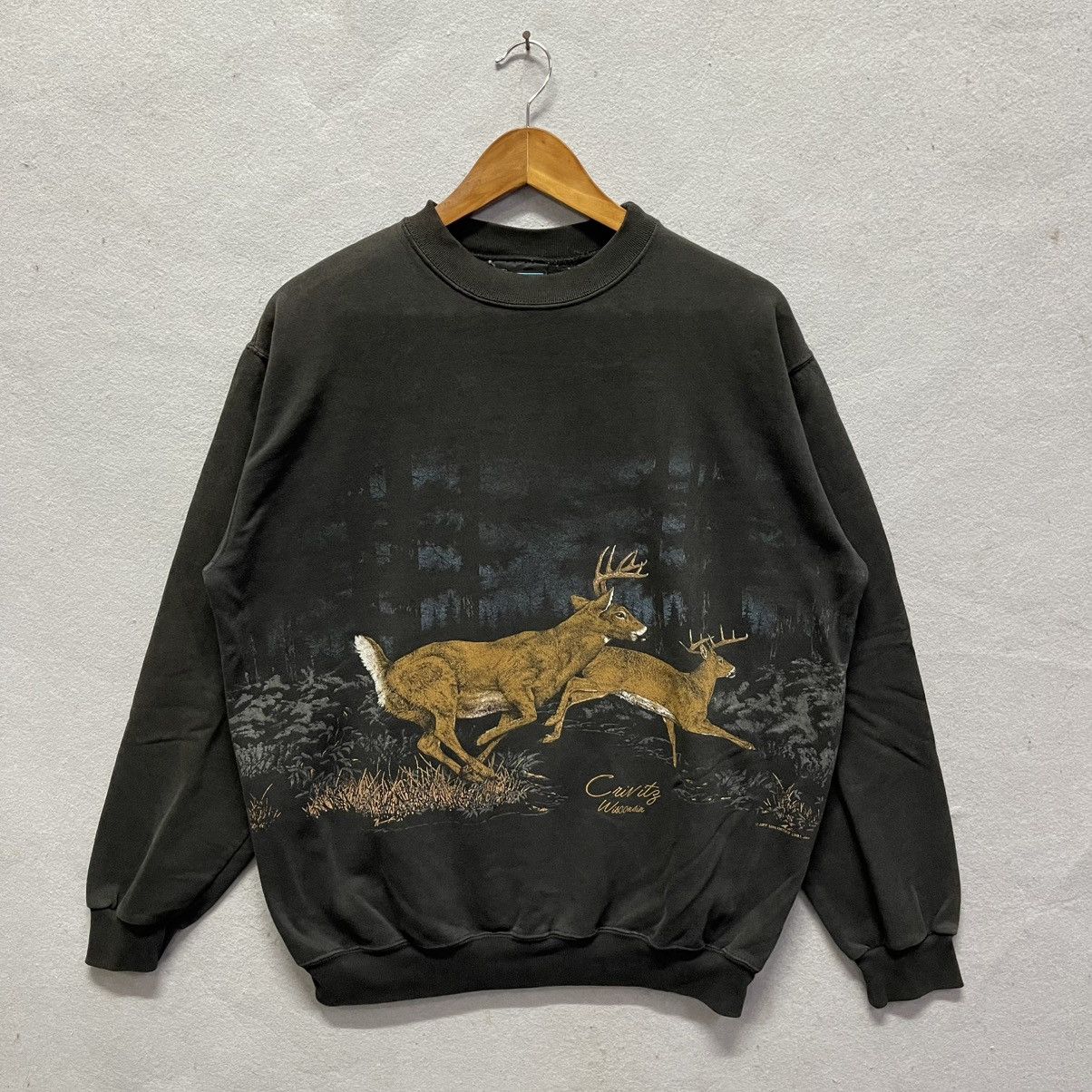 Vintage Au Sportswear Deer Graphic Crewneck Sweatshirt T-Shirts, Hoodie | FlexRushtees.com