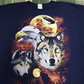 Fruit Of The Loom Vtg Y2k Devils Tower Wyoming Wolf Eagle Full Moon Shirt 2xl Aztec National Park