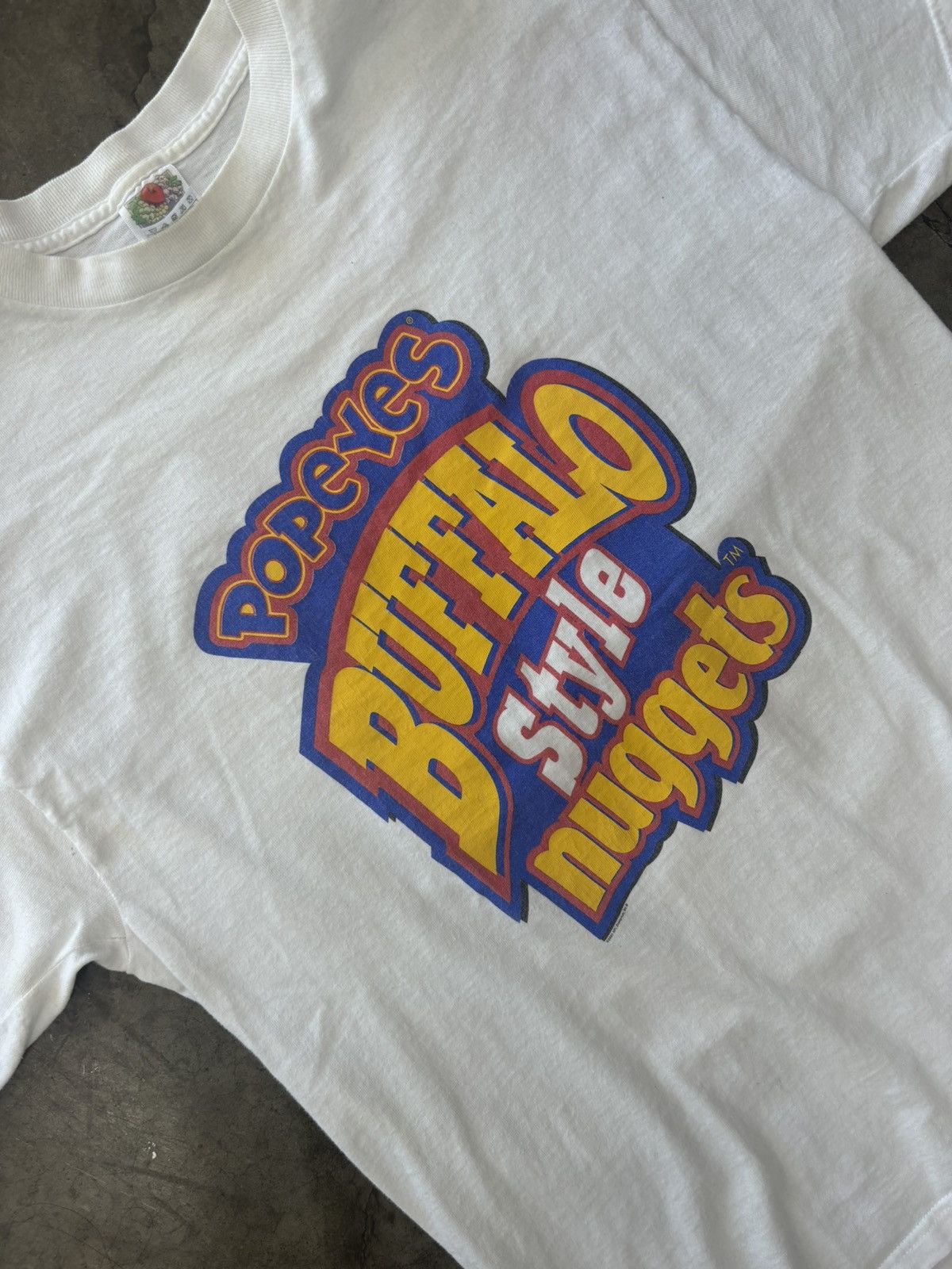 Vintage Popeyes Buffalo Nugget Fast Food Tee Large Hoodie, Sweatshirt | FlexRushtees.com
