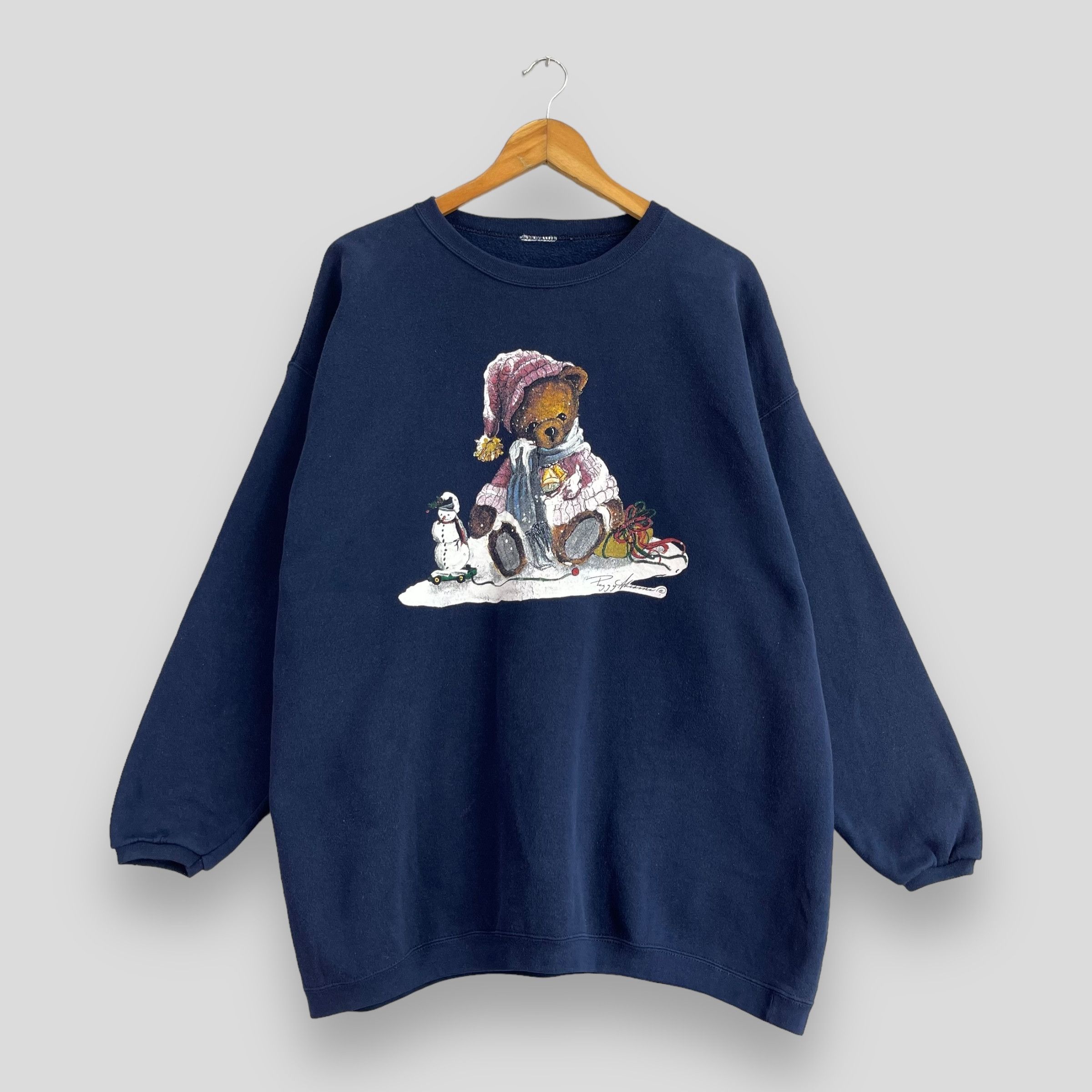 Vintage Teddy Bear Cartoon Winter Snow Printed Sweatshirt T-Shirts, Hoodie | FlexRushtees.com