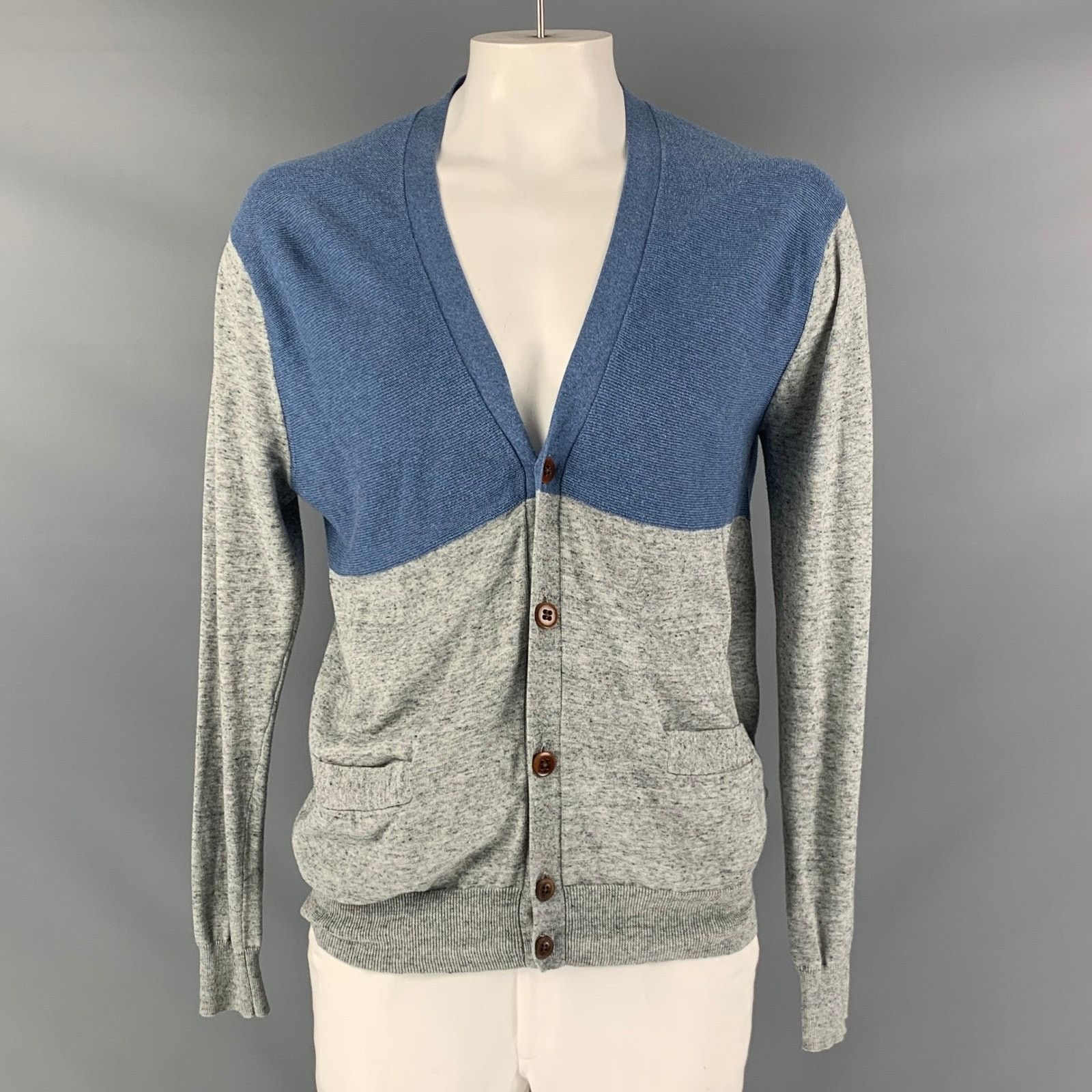 Paul Smith Size Xl Grey Blue Color Block Cotton V Neck Cardigan T-Shirts, Hoodie, Sweatshirt | AU16VibeMintTees.com