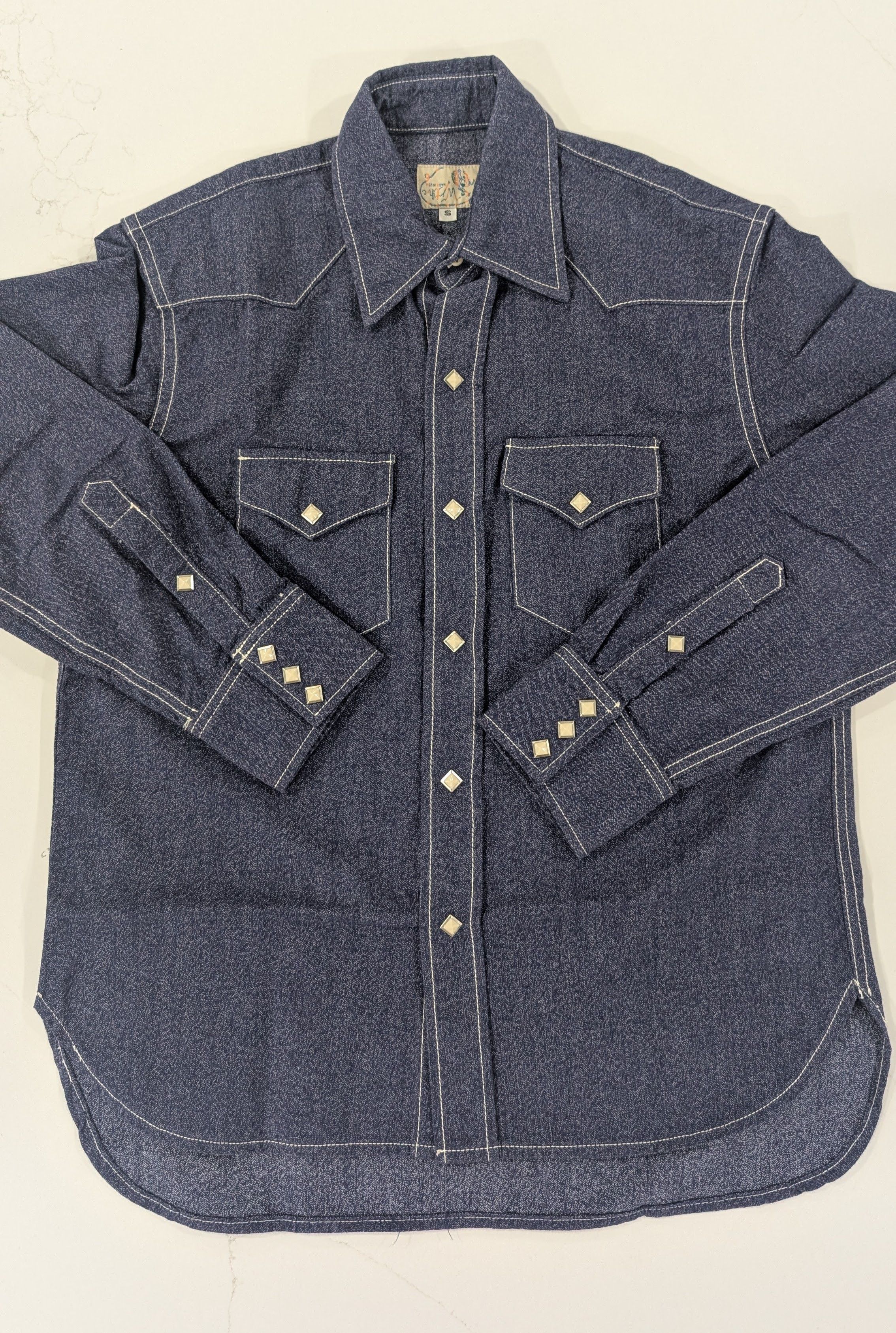 Wythe Pearlsnap Shirt In Indigo Blue Jasp Cotton Usa Made Hoodie, Sweatshirt | AU16VibeMintTees.com