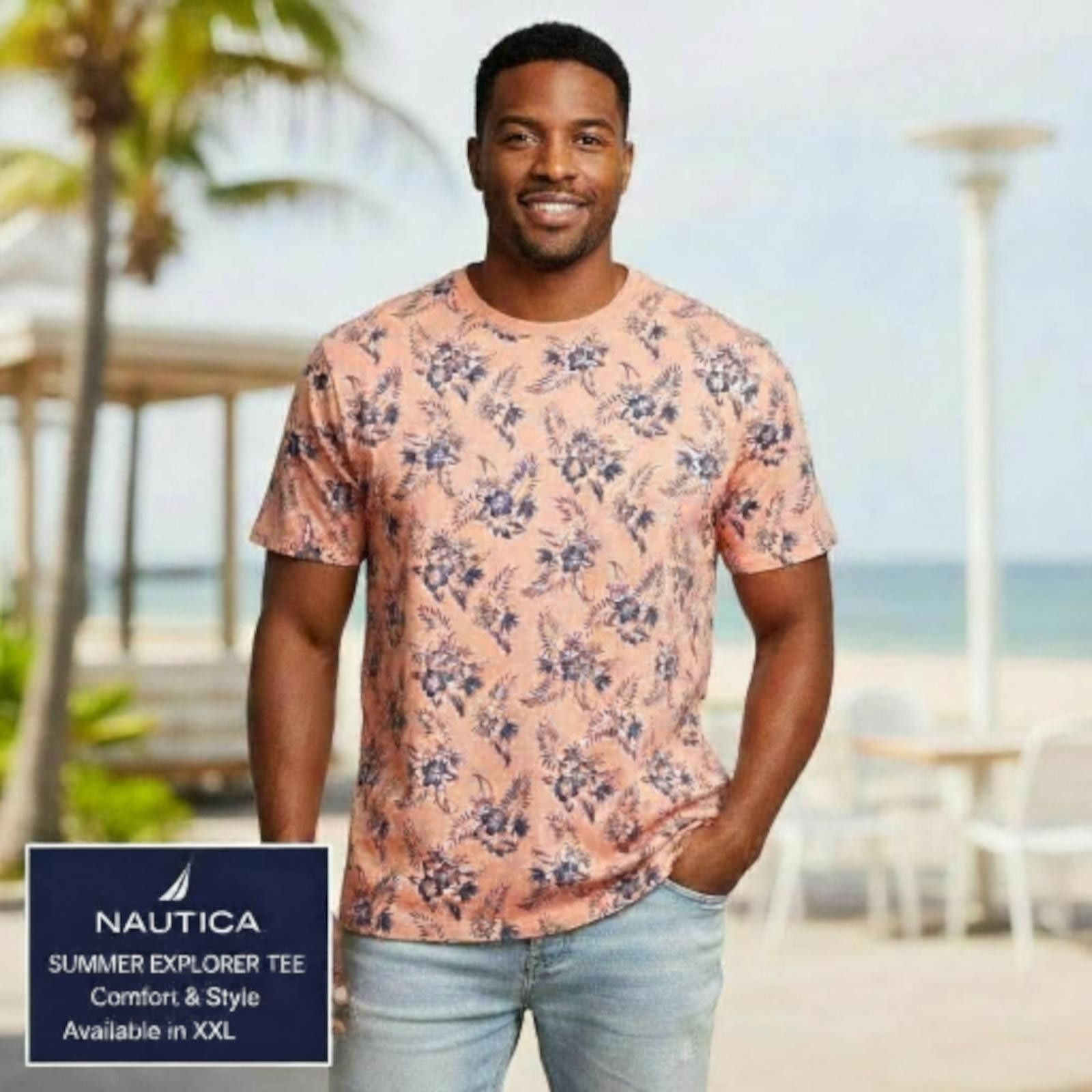 Nautica Summer Explorer Tee Men S Floral Print T Shirt Xl