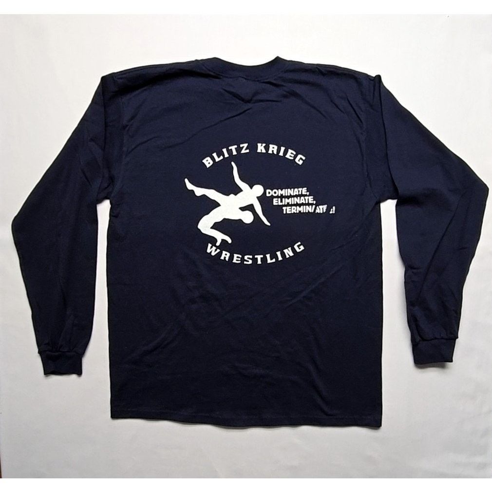 Vintage Blitz Krieg Wrestling Anvil Graphic Black Large Tee