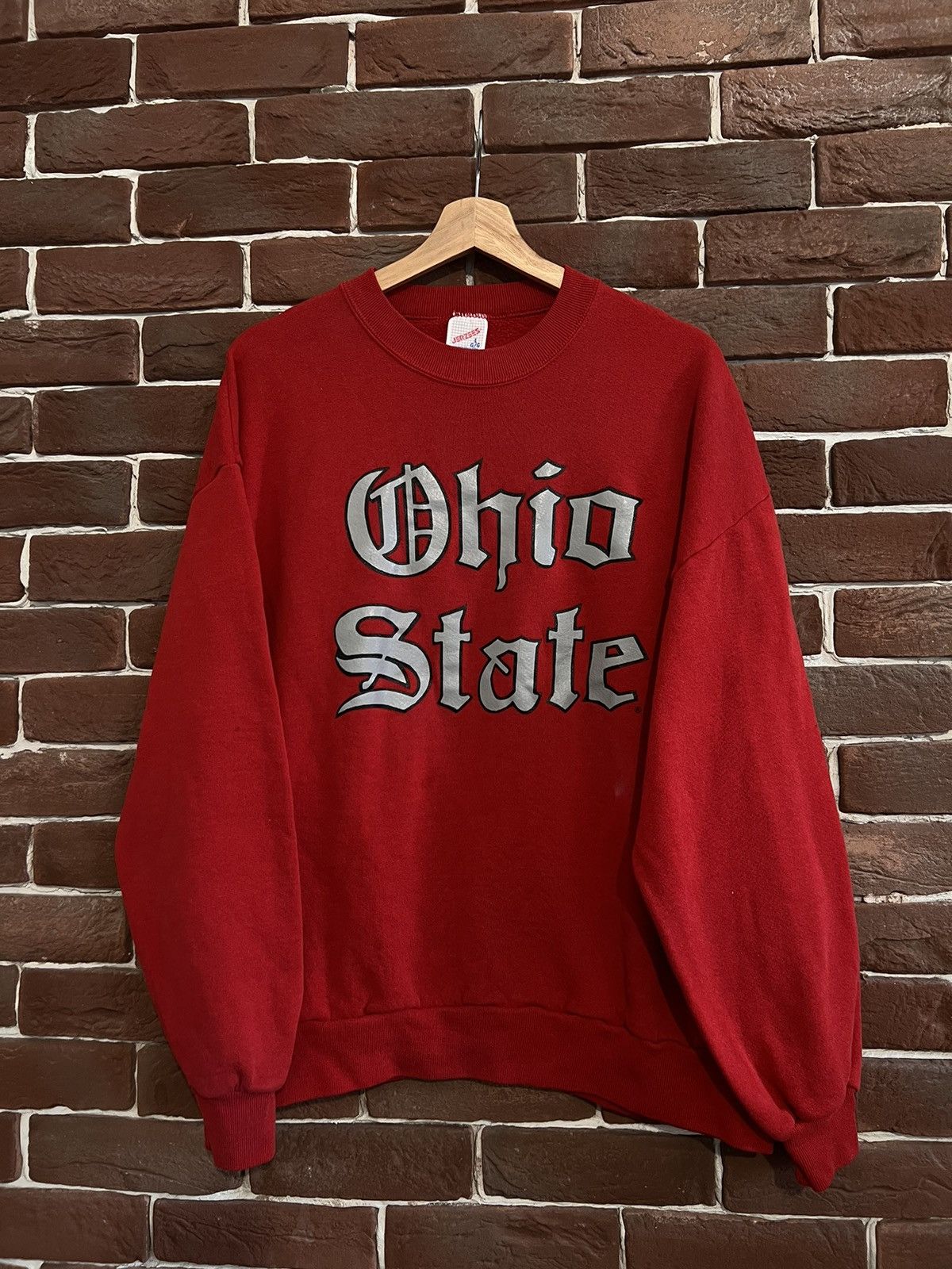 Vintage 80s Ohio State Logo Jerzees Crewneck Red Large Hype