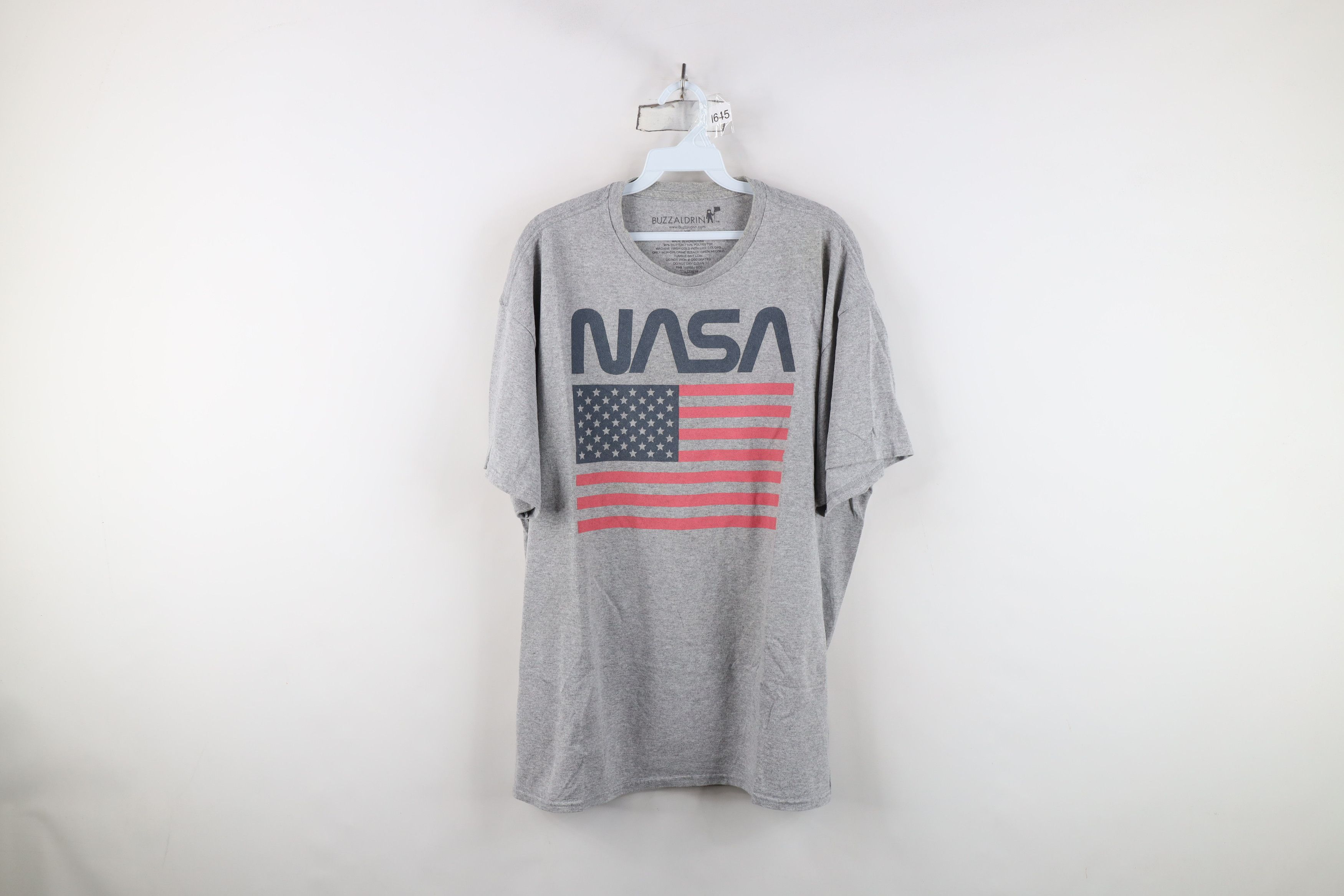 Vintage Retro Y2k Nasa Space Usa Flag Short Sleeve T Shirt Gray