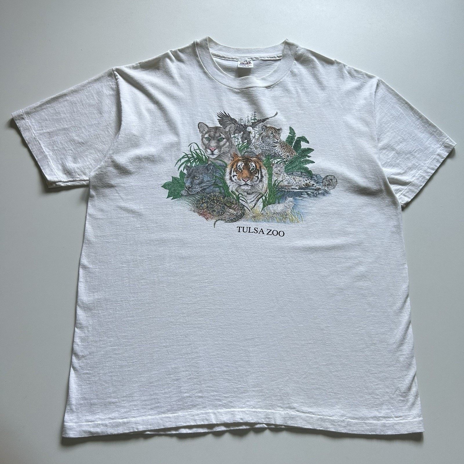 Vintage 90s Tulsa Zoo T Shirt Xxl Cat Animal Art Made In Usa Hoodie, Sweatshirt | FlexRushtees.com