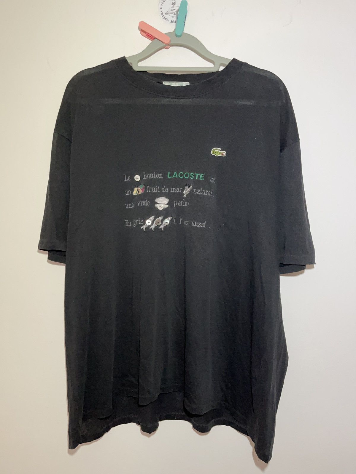 Vintage Paper Thin 80s Lacoste Script Embroidery Boxy T Shirt Grails Hoodie, Sweatshirt | FlexRushtees.com