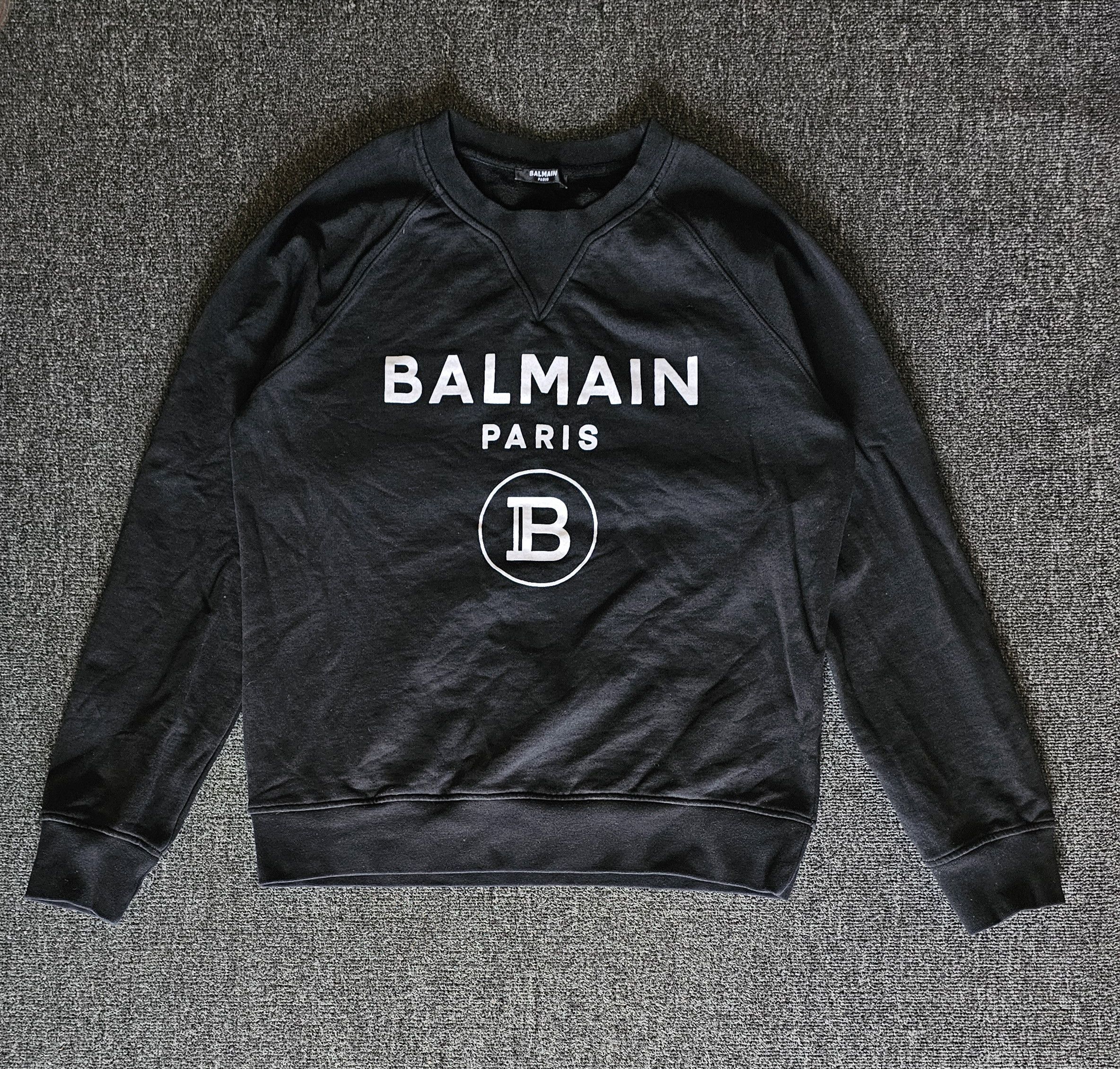 Balmain Men S Black Velvet Logo Sweatshirt Size M