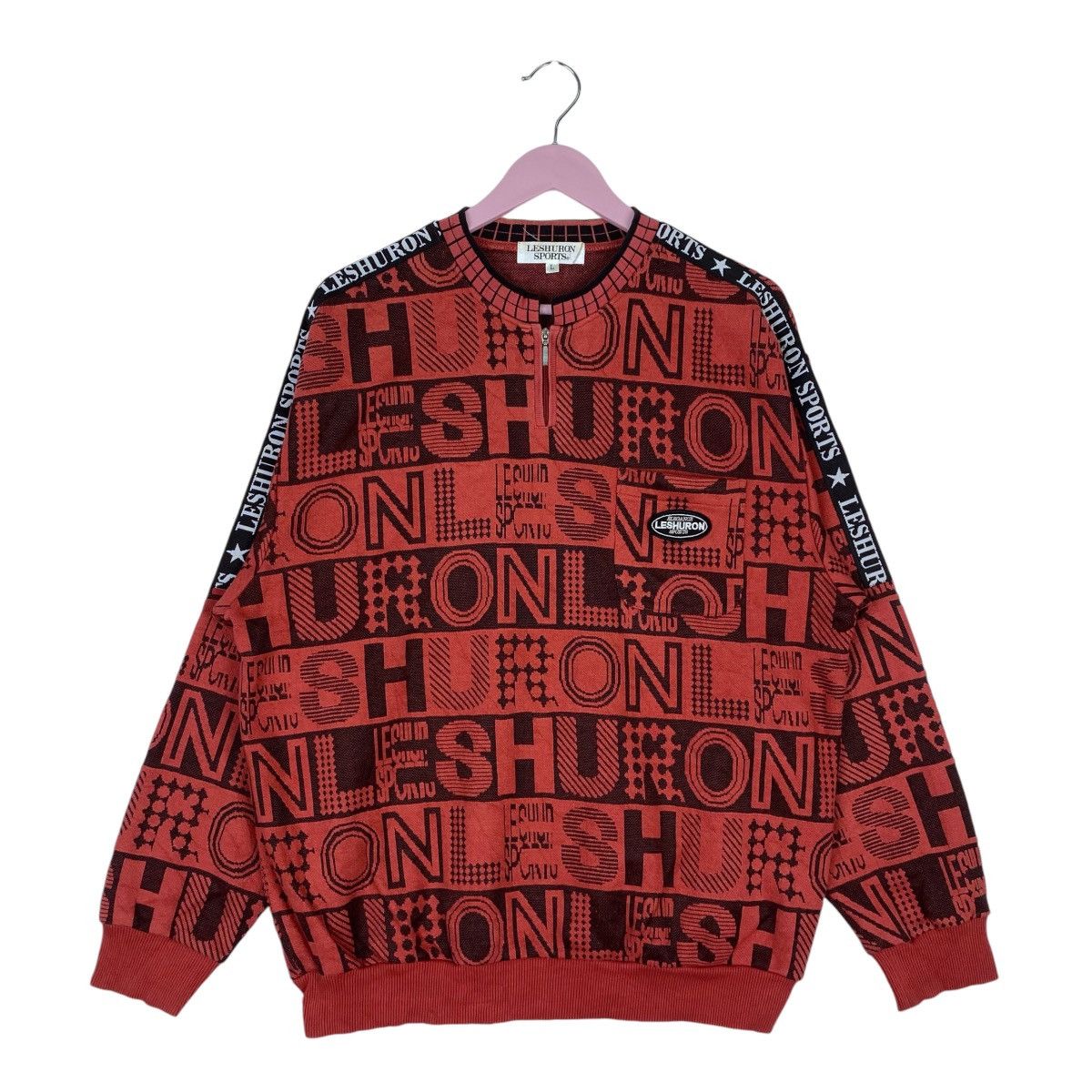 Vintage Leshuron Full Print Sweatshirt Quater Zip Pullover Jumper