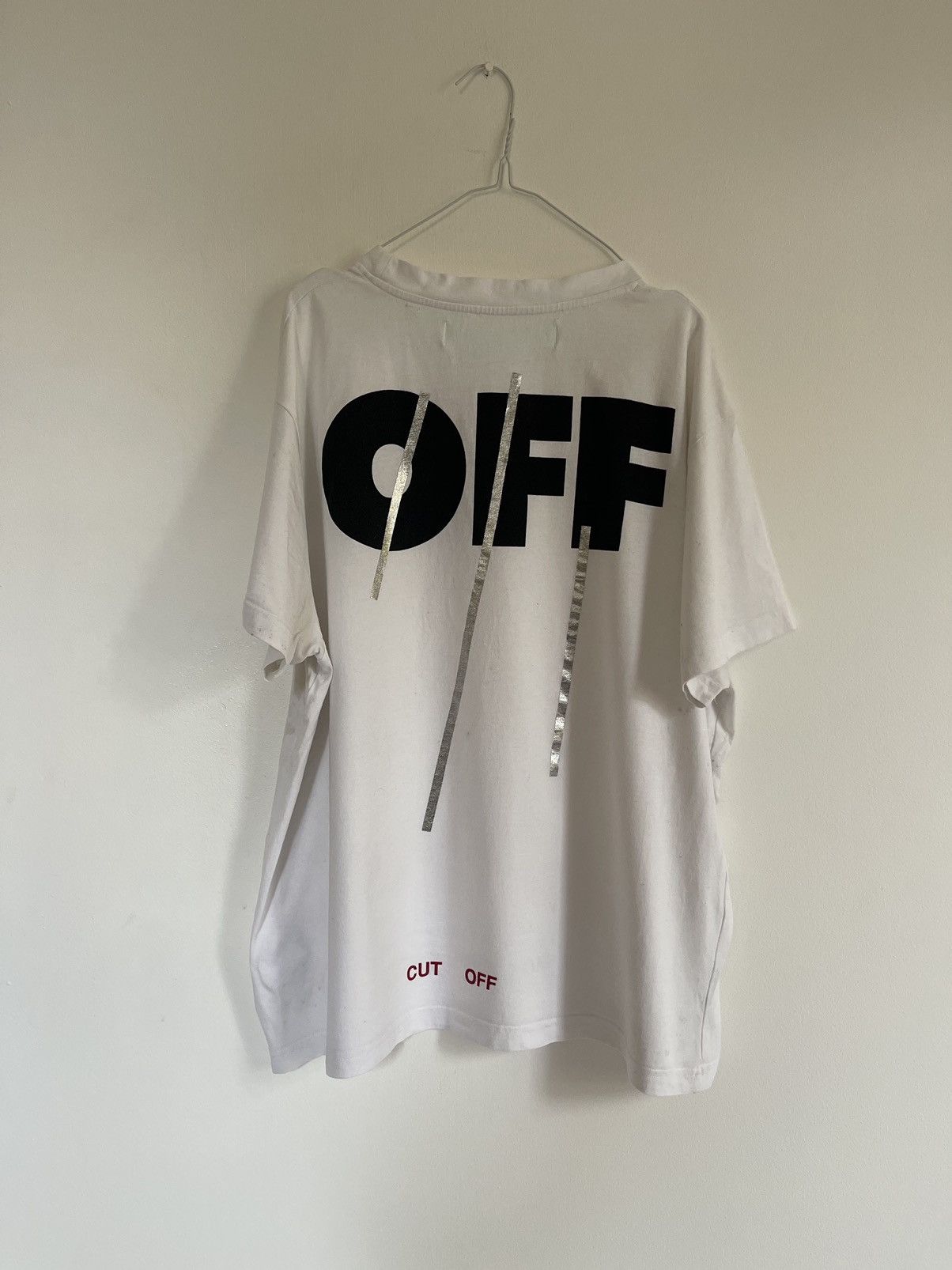 White Off White Cut Off Tee Hoodie, Sweatshirt | FlexRushtees.com