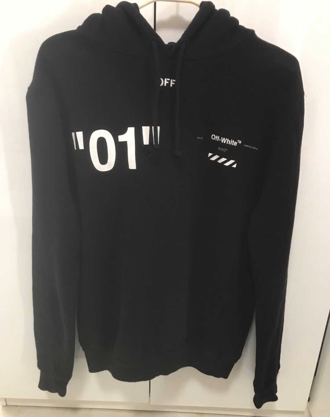 White Off White 01 Logo Printed Hoodie T-Shirts, Sweatshirt | FlexRushtees.com