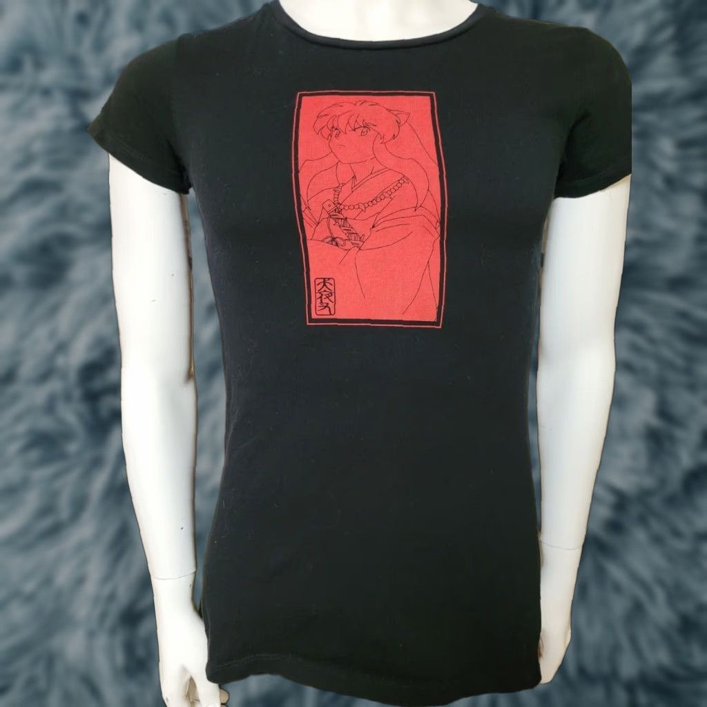 Etro Vintage Inuyasha Womens Jrs Girls Retro Anime T Shirt Xl Black Round Neck Short Sleeve Casual 1