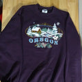 Vintage Oregon Winter Landscape Illustration Crewneck T-Shirts, Hoodie, Sweatshirt | FlexRushtees.com