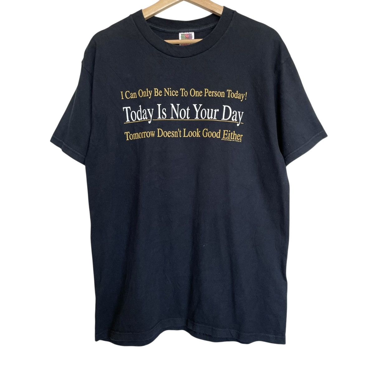 Fruit Of The Loom Not Today Vintage 2000s Usa Funny Quotes Wording Tee Hoodie, Sweatshirt | FlexRushtees.com