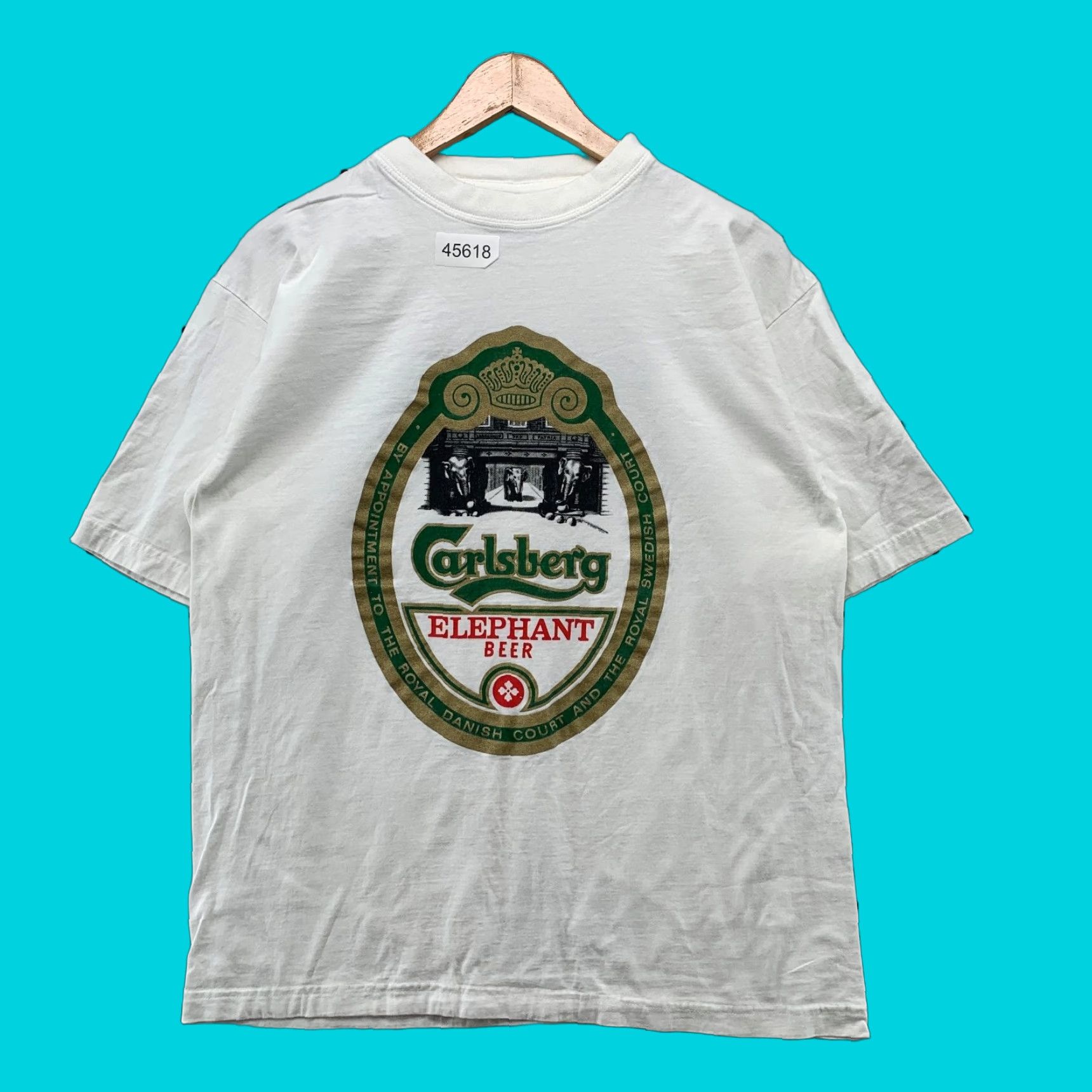 Vintage Hurricane Carlsberg Elephant Beer T Shirt Mens Size M White 80s 90s Beer Hoodie, Sweatshirt | FlexRushtees.com