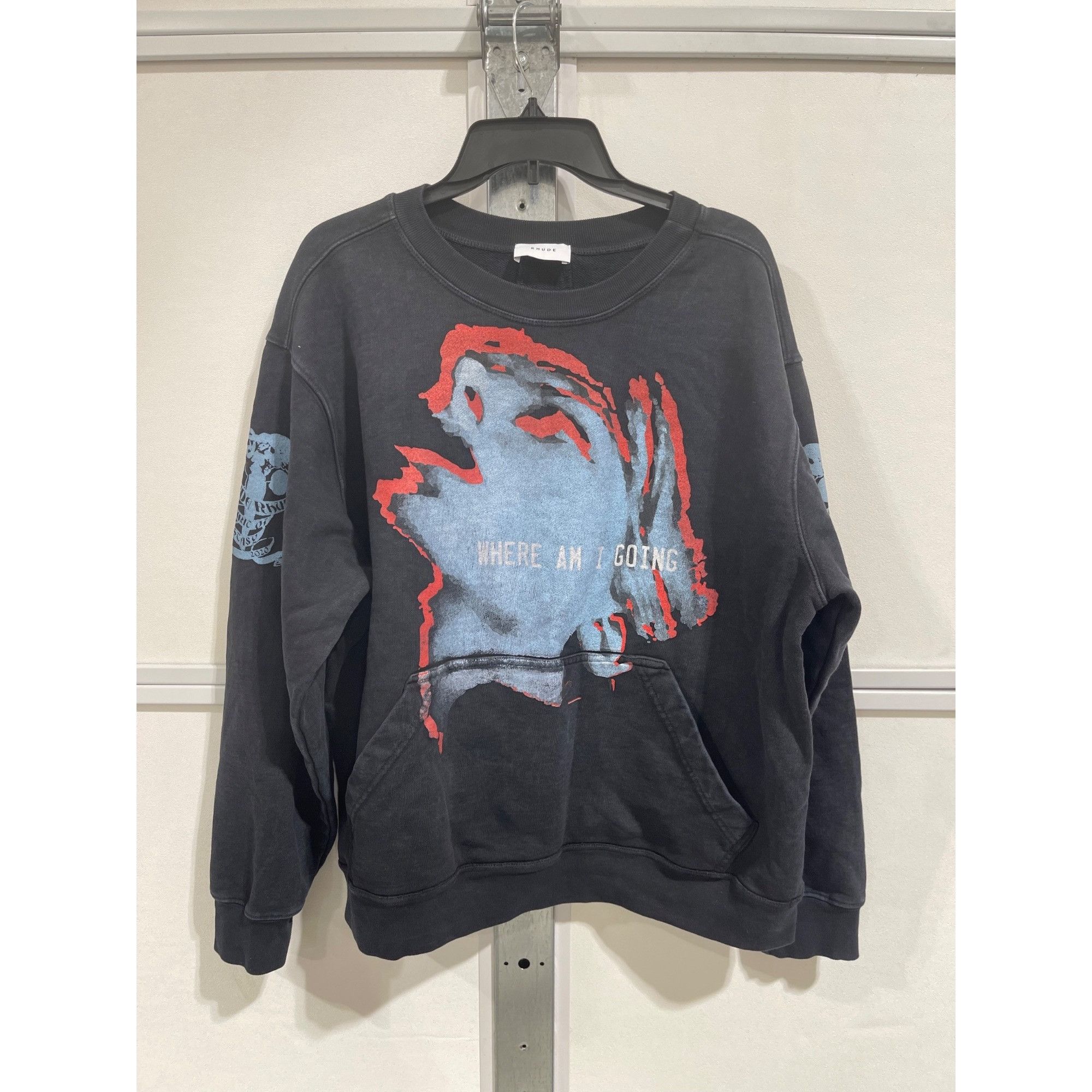 New Rhude Where Am I Going Crewneck Sweatshirt Medium T-Shirts, Hoodie | FlexRushtees.com