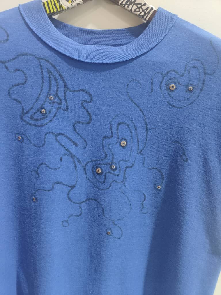 Band Tees Vintage Usa Screen Stars Amoeba Design Silver Chrome