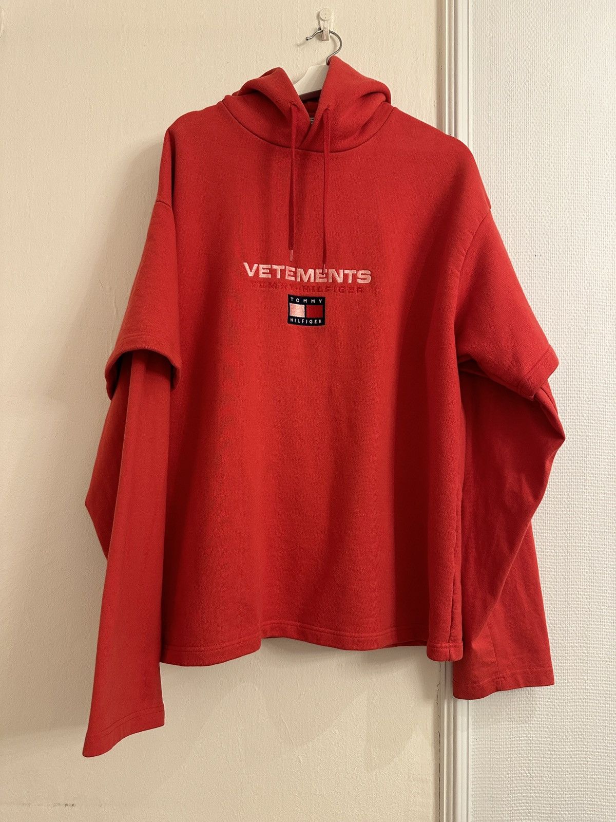 Vetements X Tommy Hilfiger Layered Hoodie T-Shirts, Sweatshirt | FlexRushtees.com