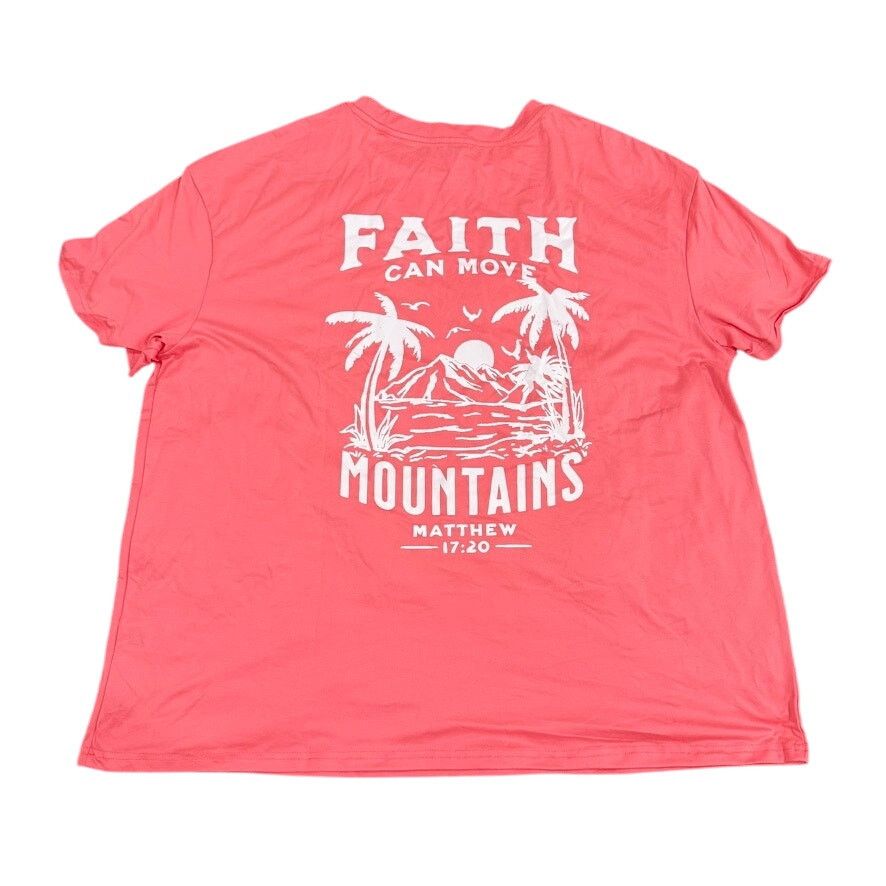 Shein Woman S Faith Can Move Mountains Oversized T Shirt In Coral
