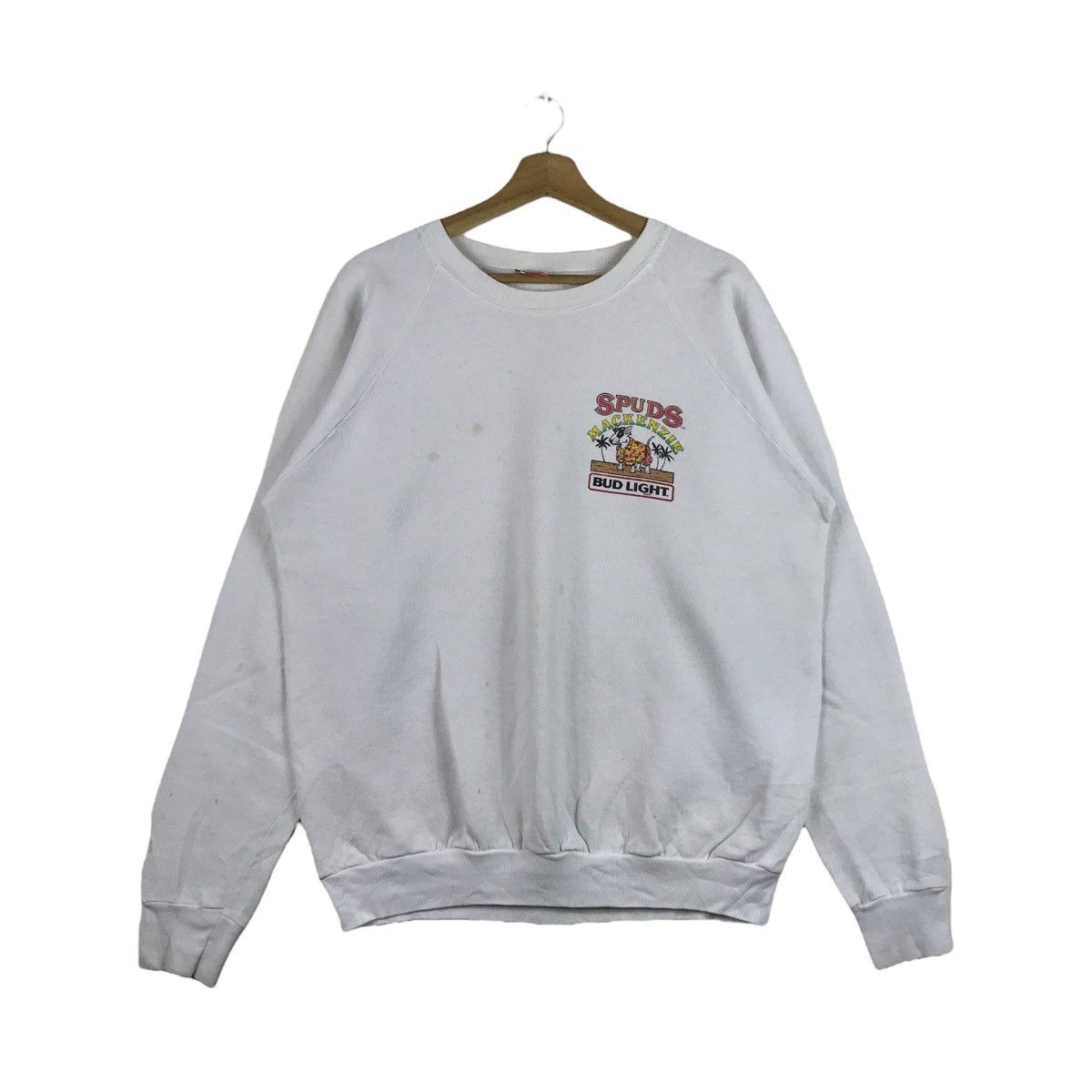 Vintage Fruit Of The Loom Bud Light Beer Pullover Jumper