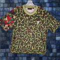 Adidas T Shirt Mens Large Green Camouflage Outdoor Crew Neck Short Sleeve Hiking Pullover
