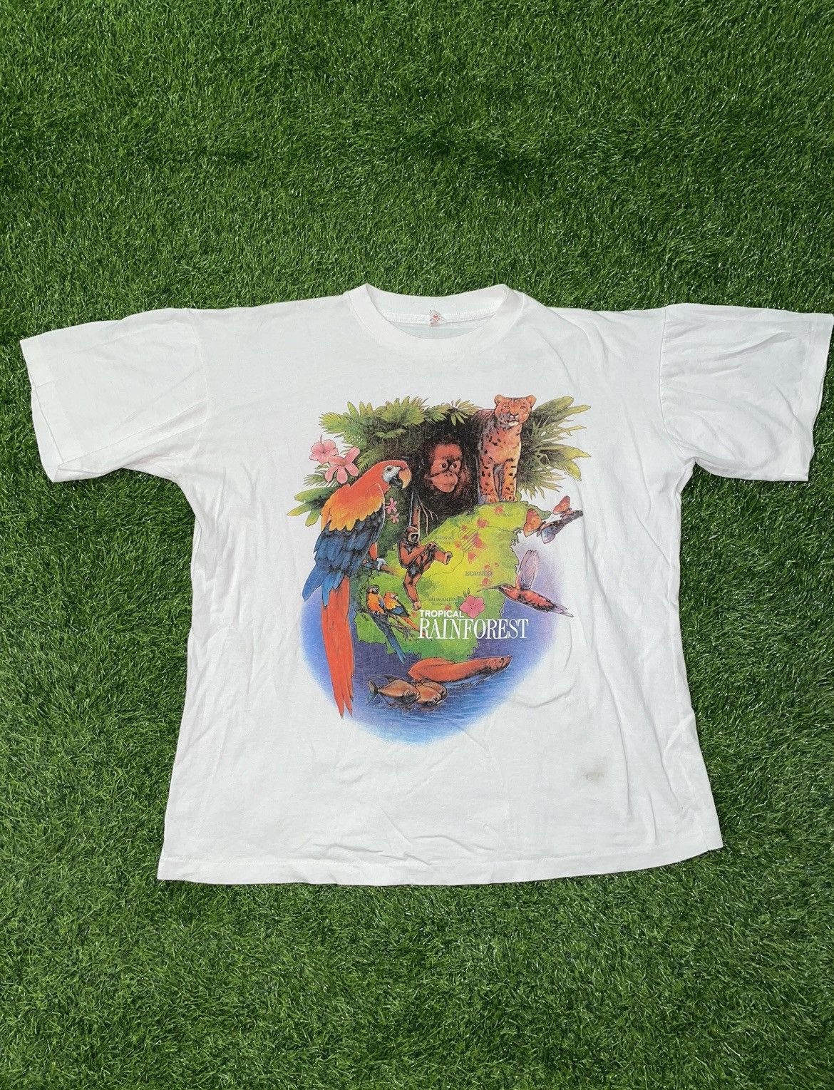 Vintage Tropical Rainforest Tee Shirt Size Large